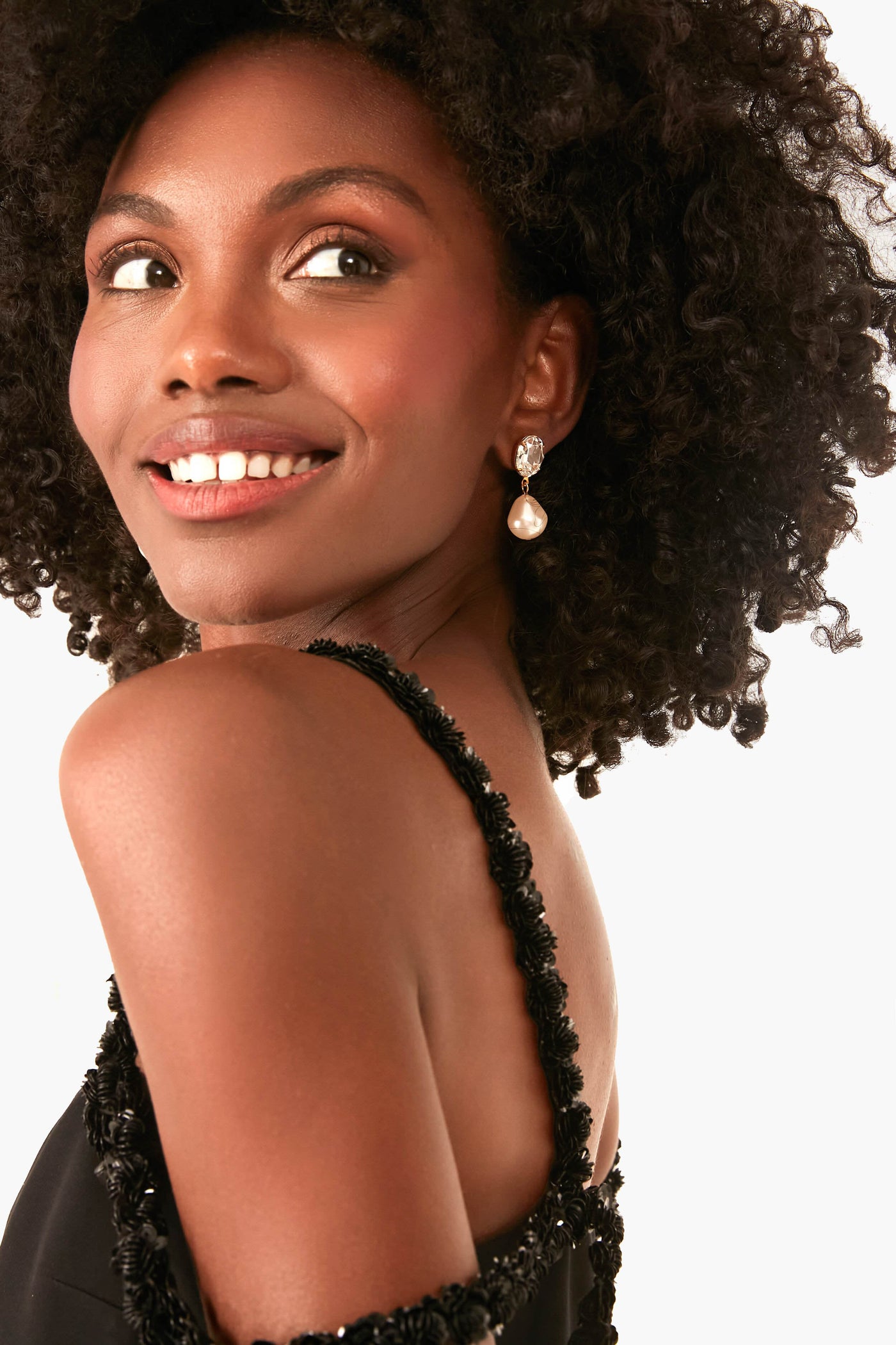Diamond Tunis Pearl Drop Earrings