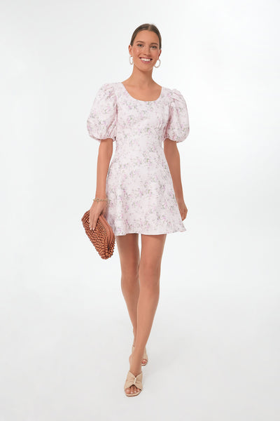 Pink Jacquard Empire Ella Mini Dress | Hyacinth House