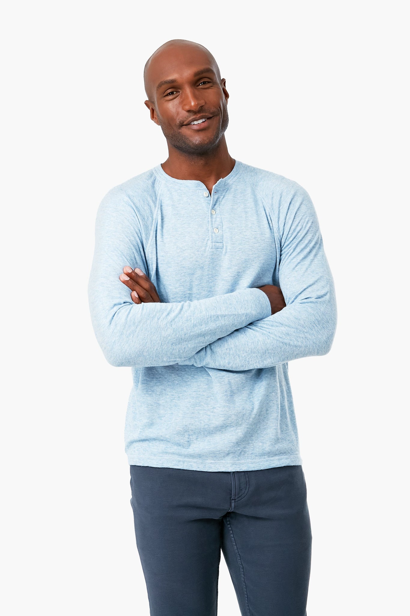 Light Blue Heather Cloud Long Sleeve Henley Faherty
