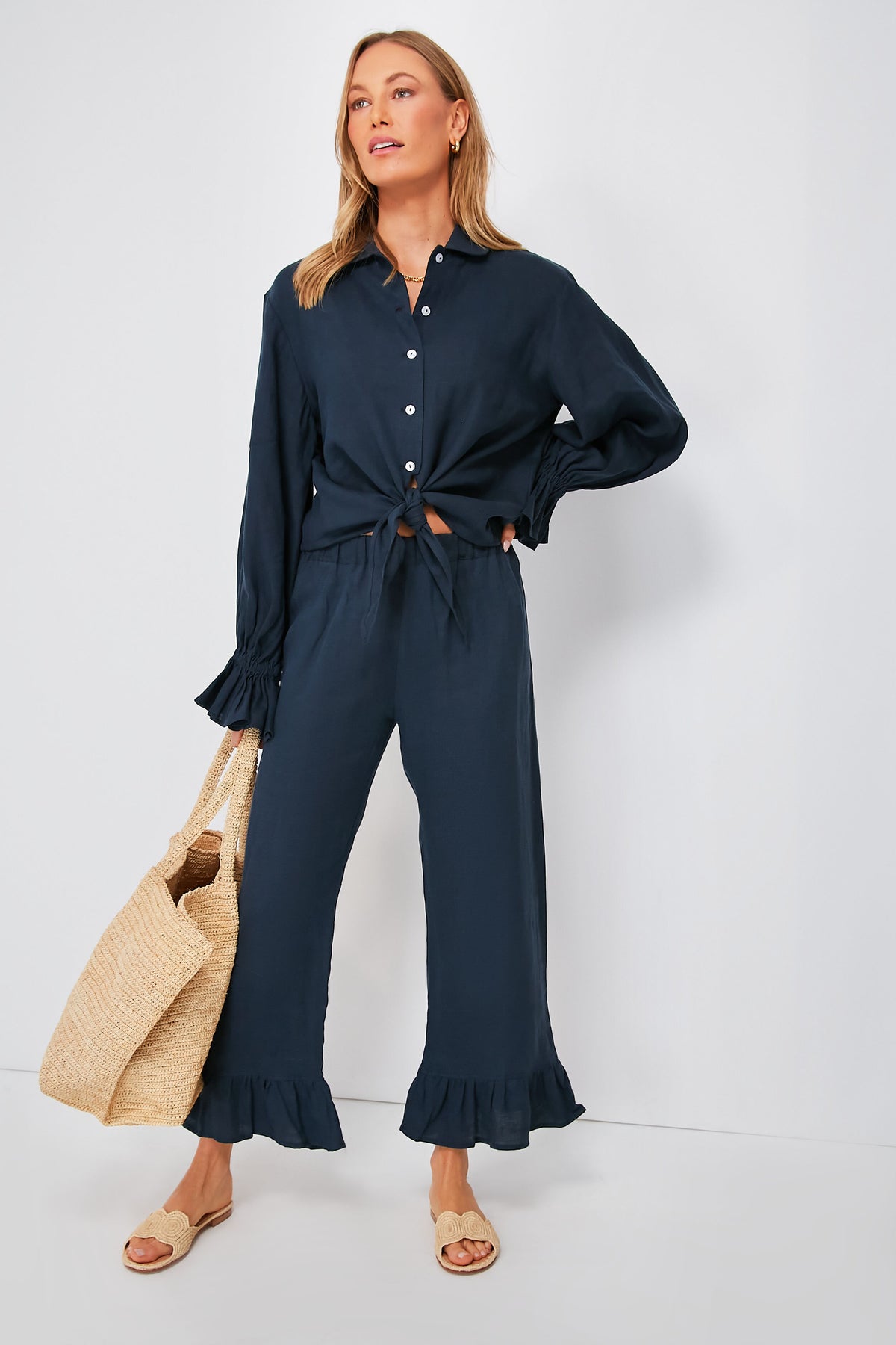 Navy Rumba Linen Lounge Suit
