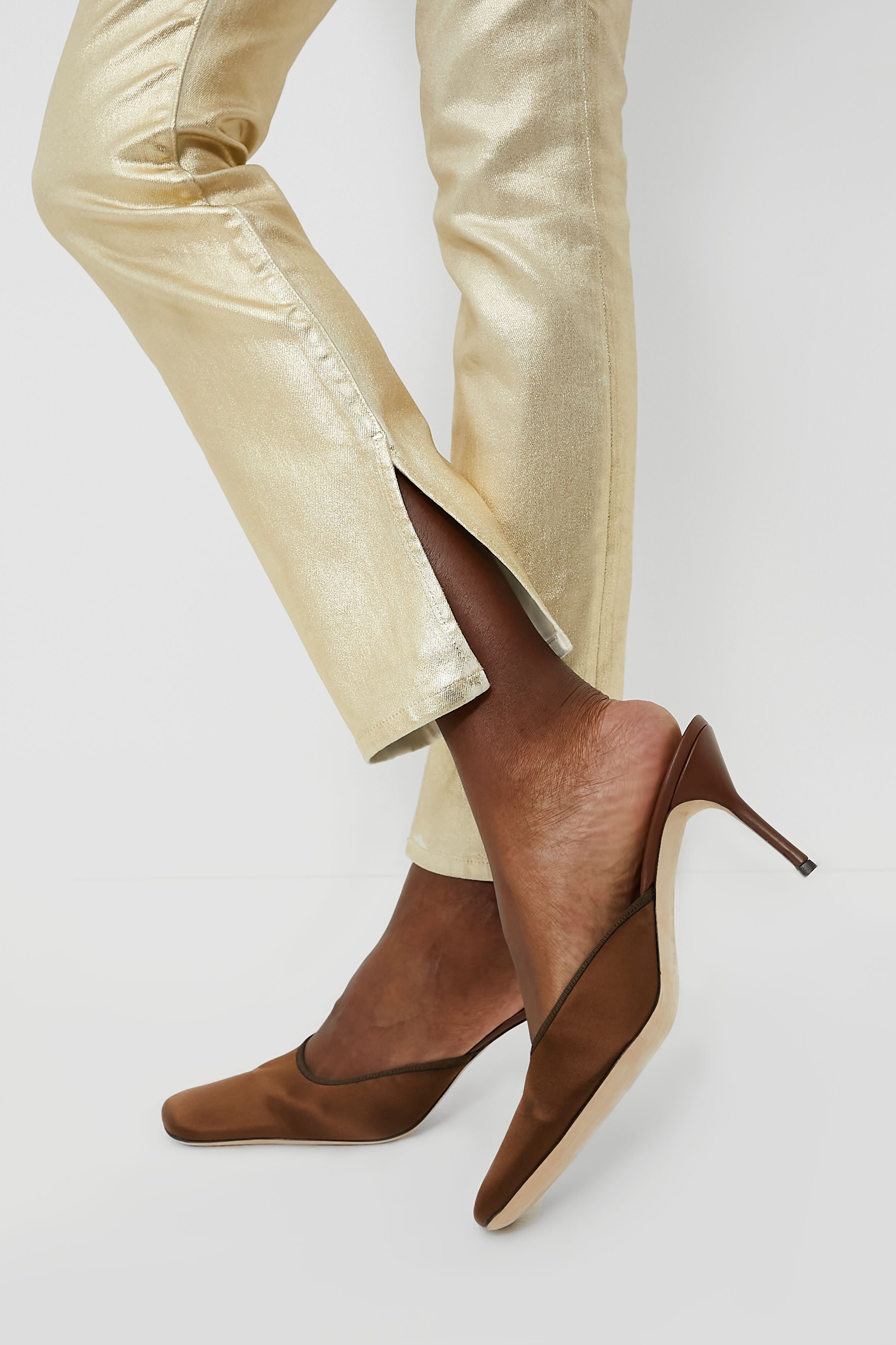 Gold Foil Rae High Rise Ankle Skinny Pants