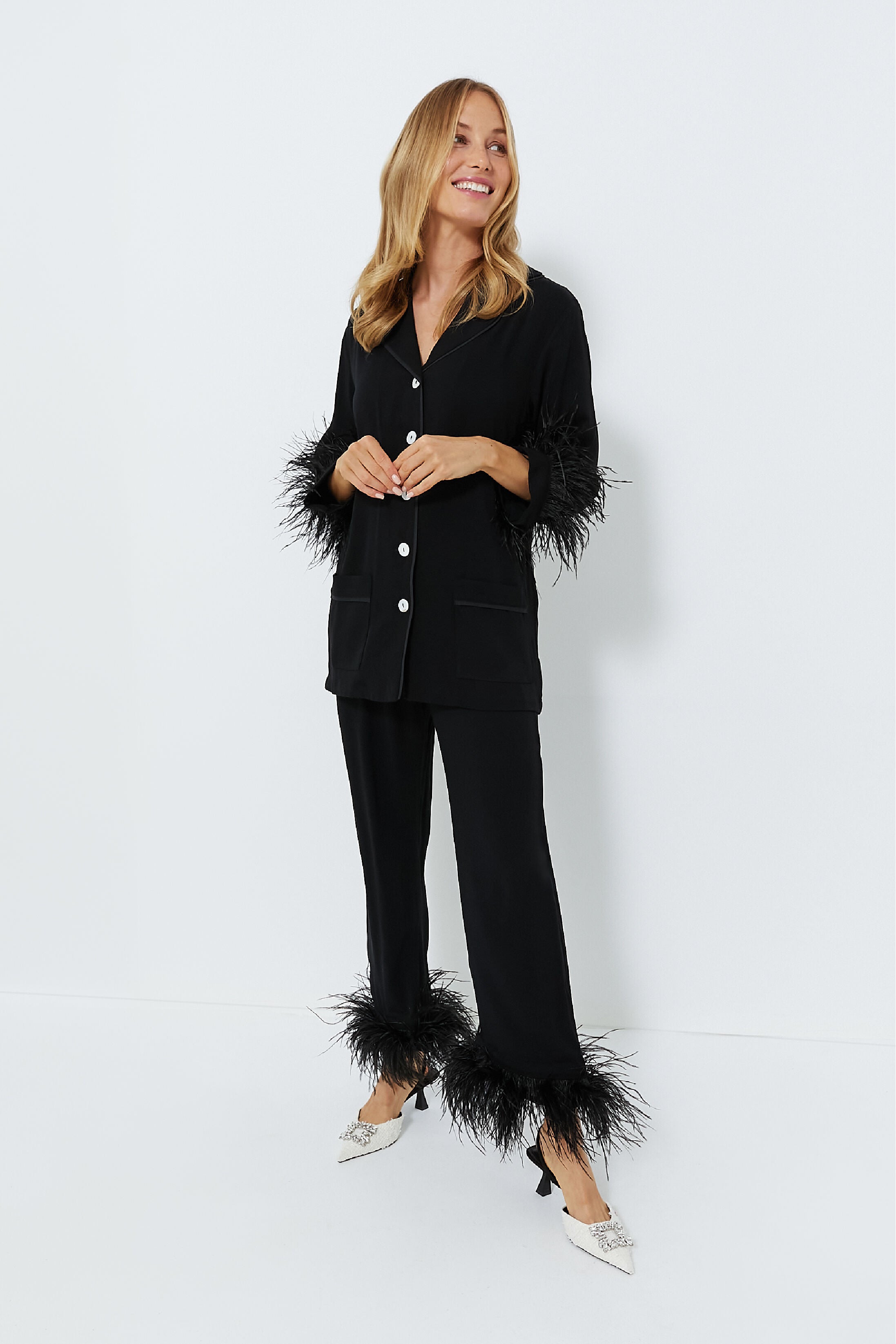 Sleeper Feather Trim Pajama Sets On Sale - Saks Fifth Avenue