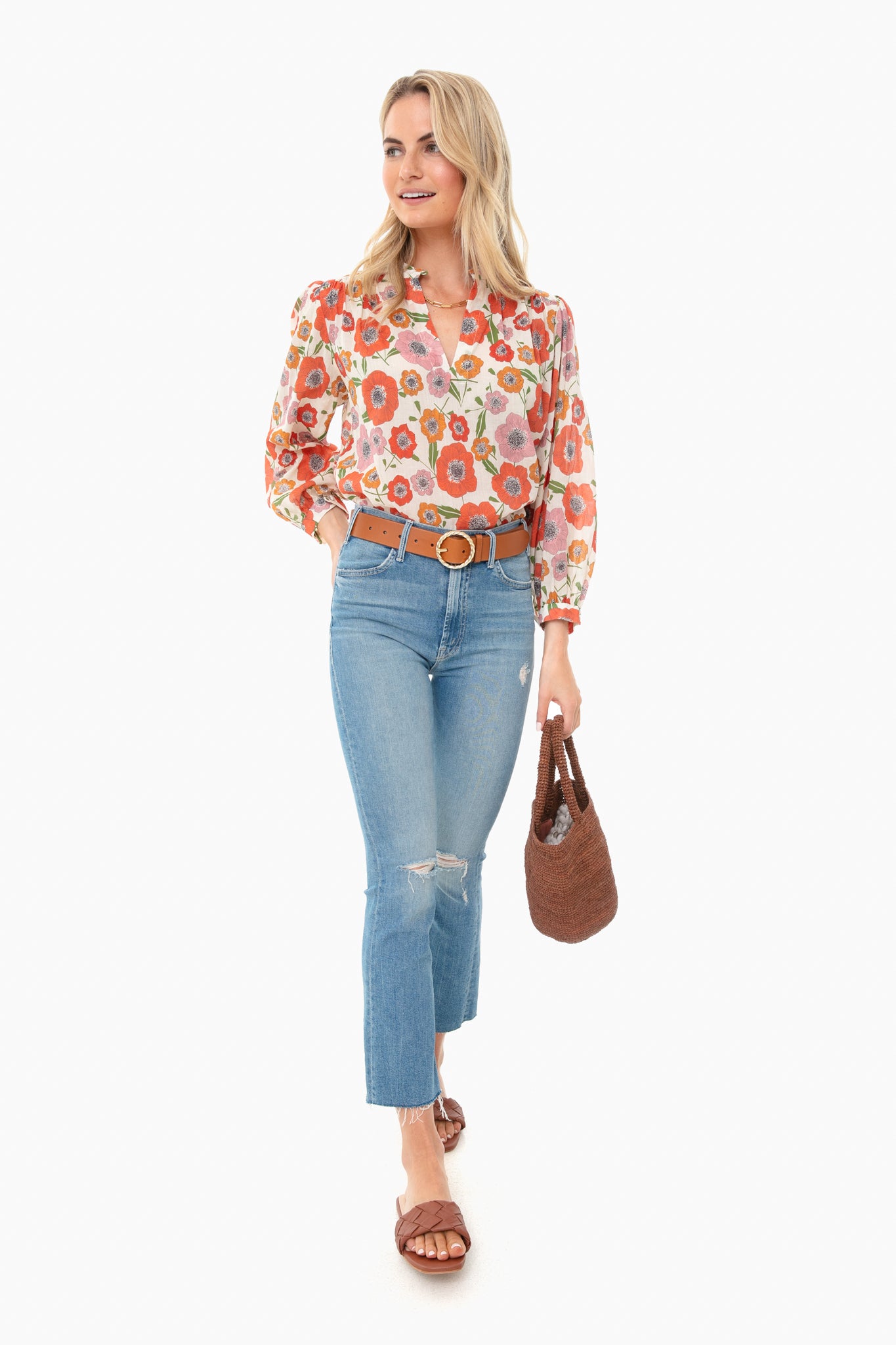 Cognac Leo Twisted Circle Buckle Belt