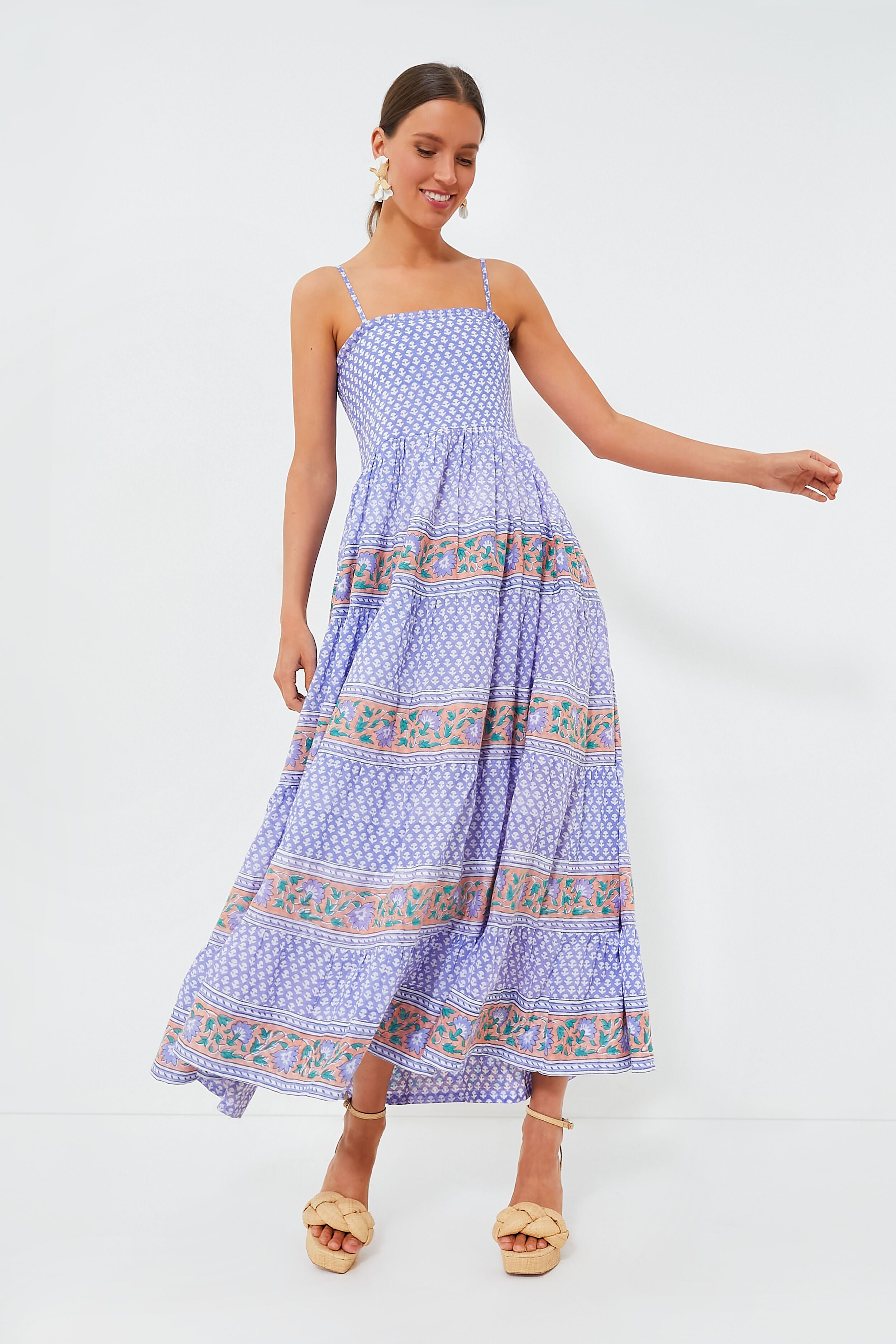 Floral Tiered Cotton Maxi Maternity Dress