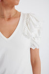 White Tory Flutter Sleeve Top