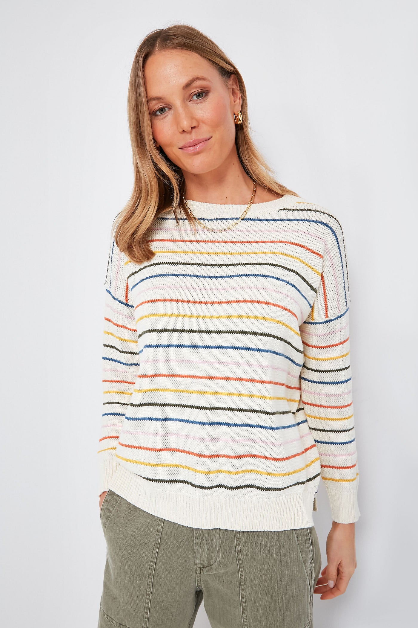 Rainbow 5 Stripe Organic Carolyn Sweater