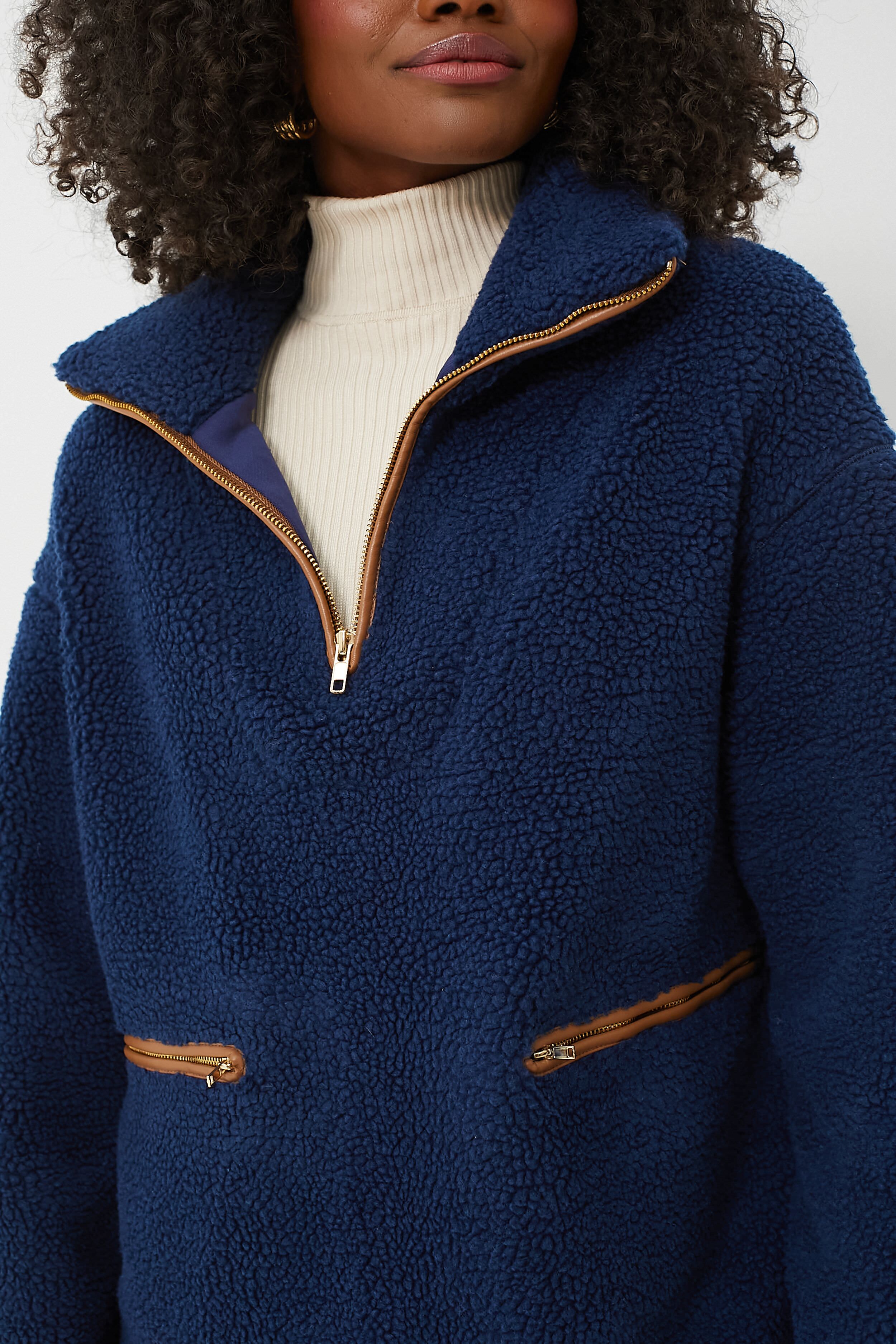 Navy Rhodes Shearling Quarter Zip | Tuckernuck