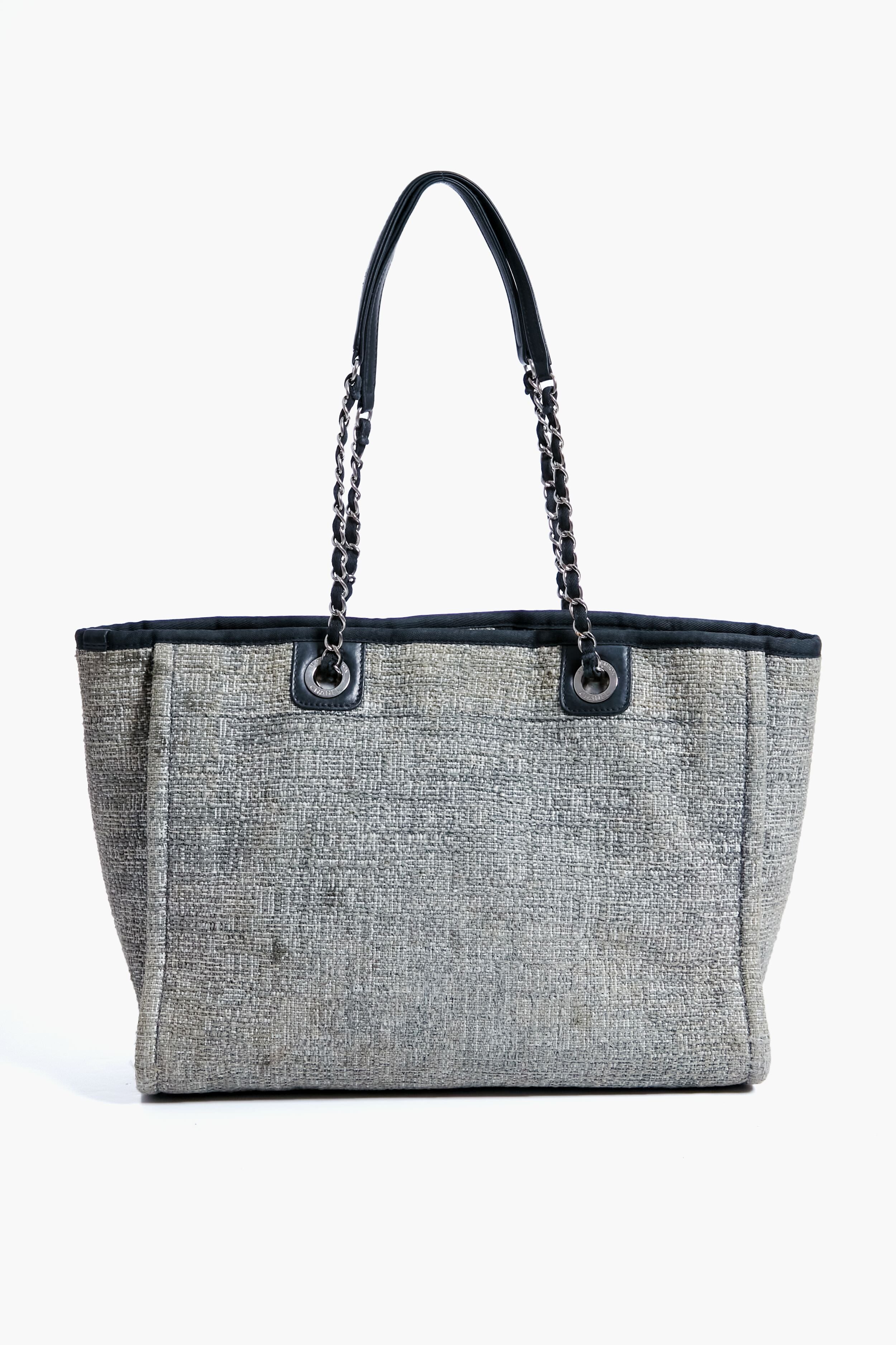 CHANEL Grey Deauville MM Chain Tote
