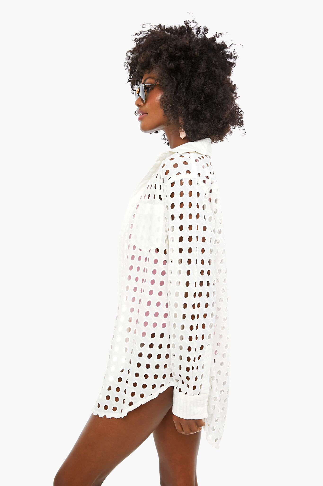 Marshmallow Eyelet Oxford Tunic