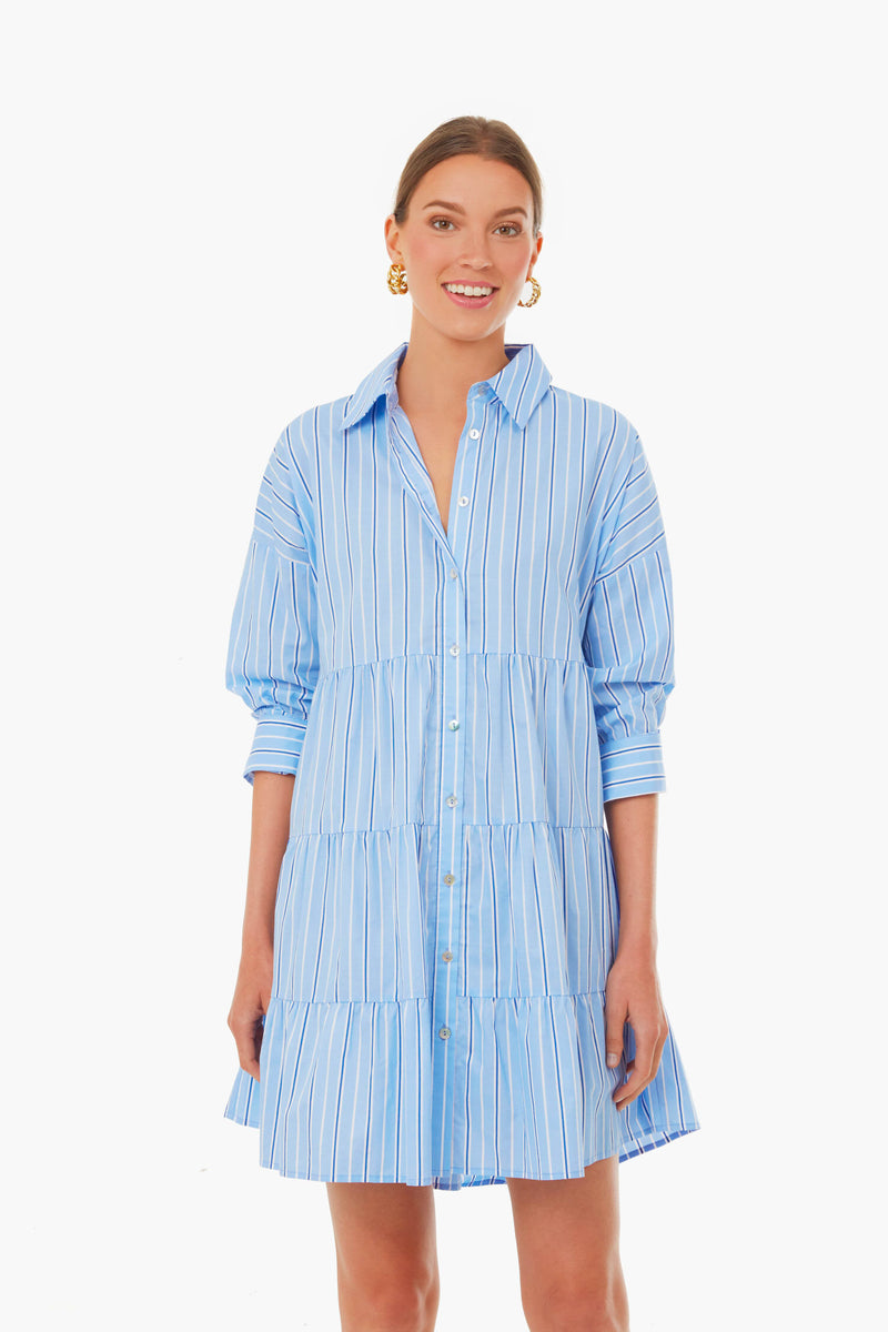 Shades of Blue Stripe Cara Dress
