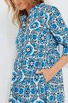 Blue Medallion Royal Shirt Dress