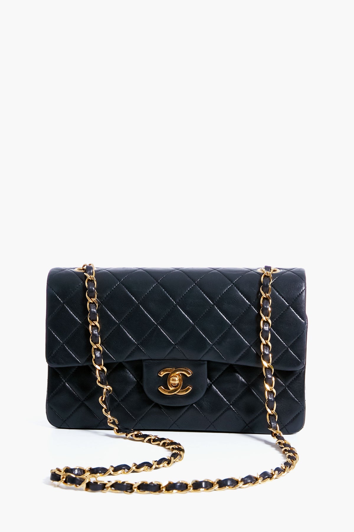 CHANEL Black Lambskin Flap Shoulder Bag