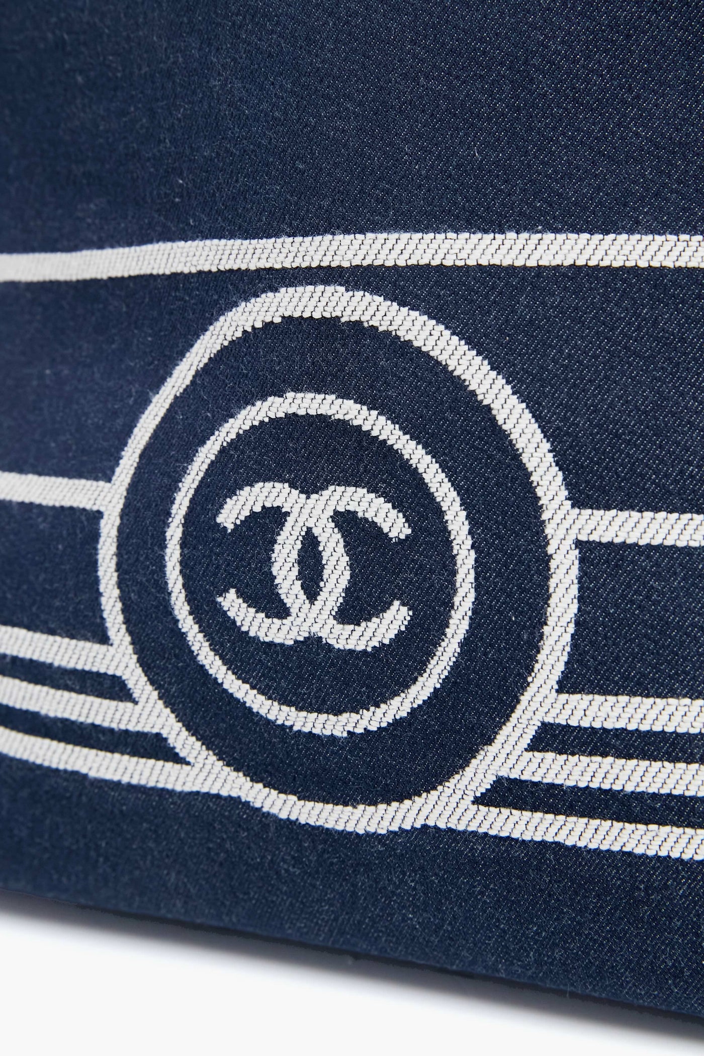 CHANEL Denim Canvas Border Tote