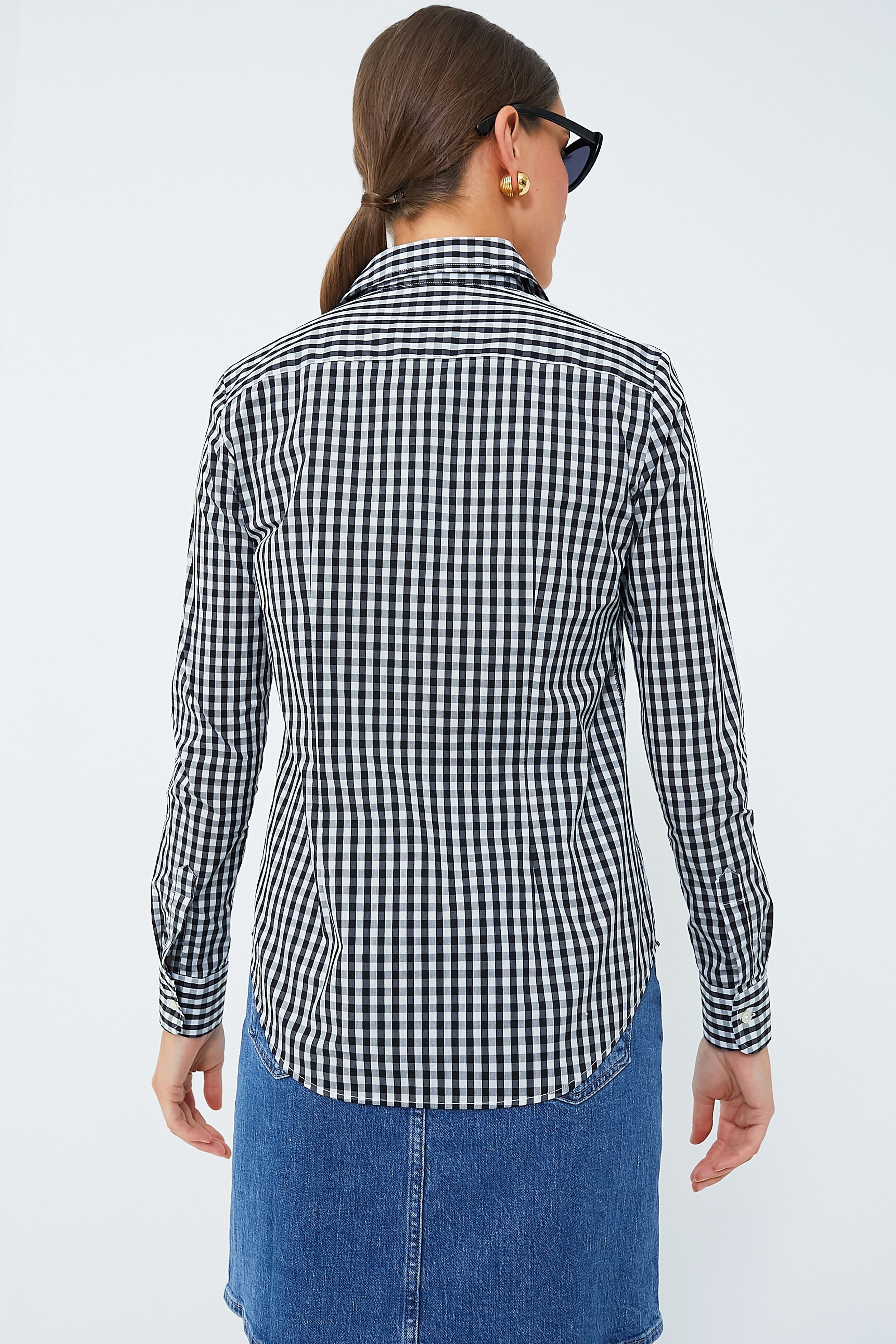 The Shirt Rochelle Behrens Plaid Blue Gingham Icon Shirt Button Down Size M  c893 