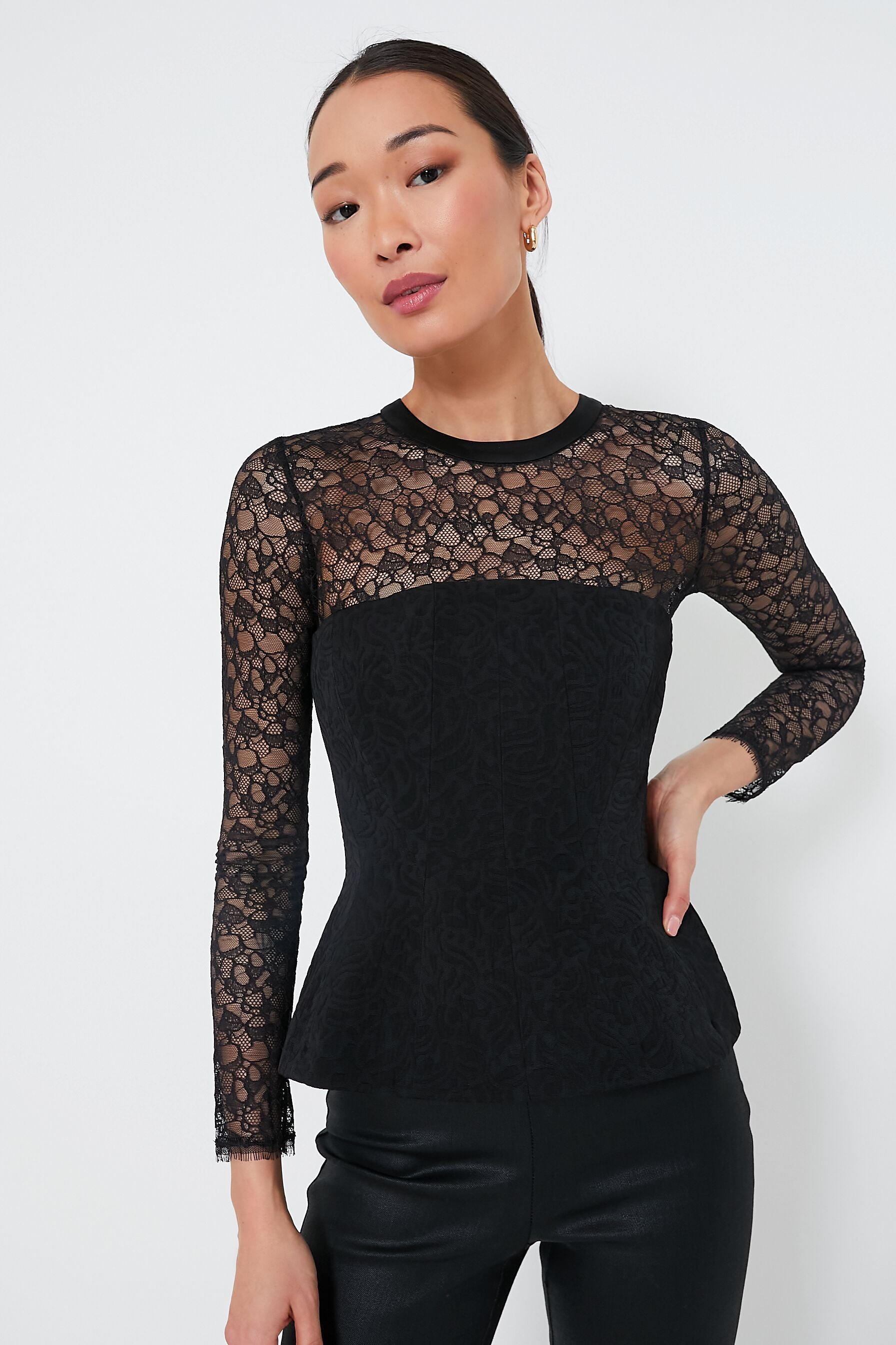 Shirley lace bustier crop top in black - Simkhai
