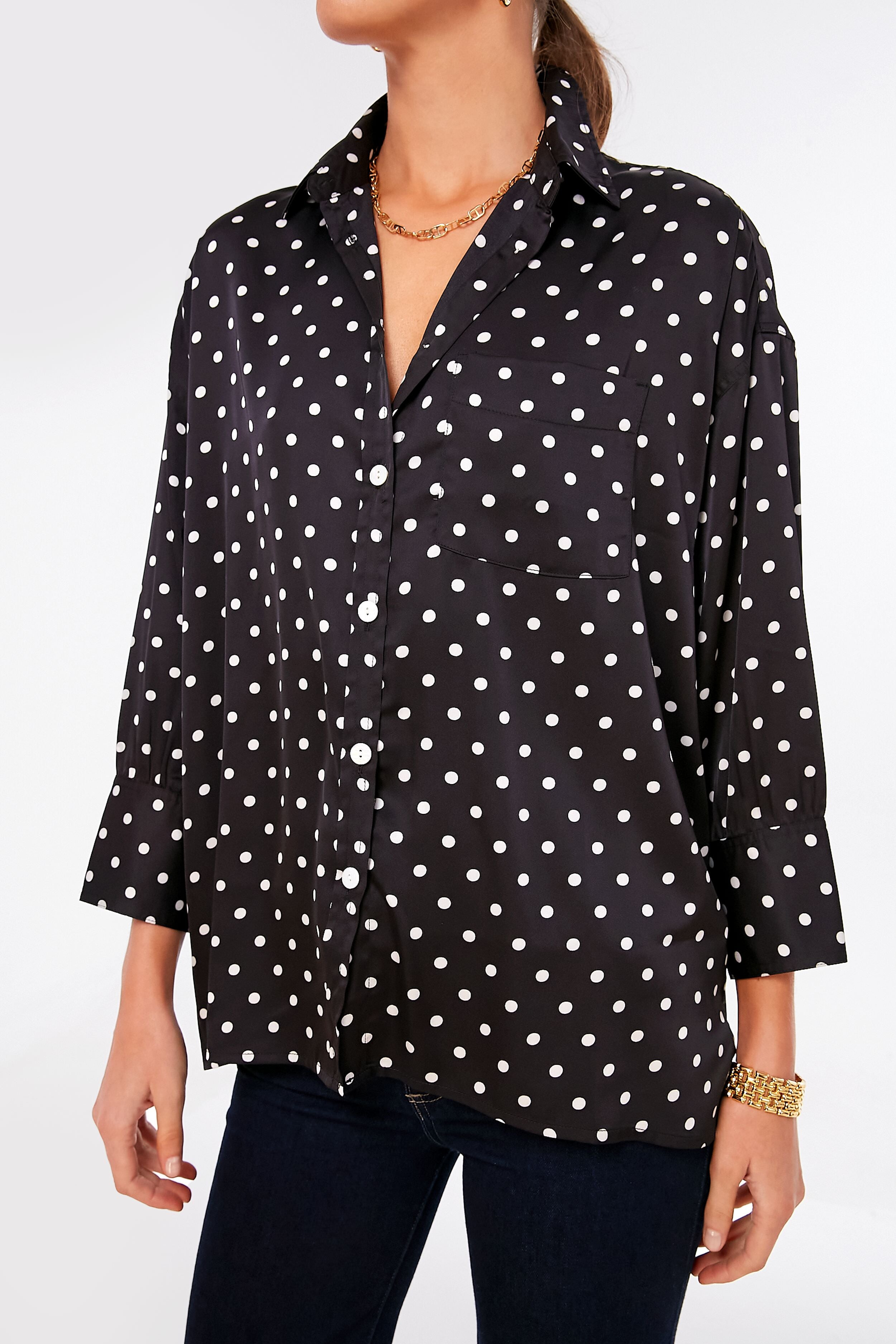 Black and White Polka Dot Adair Blouse