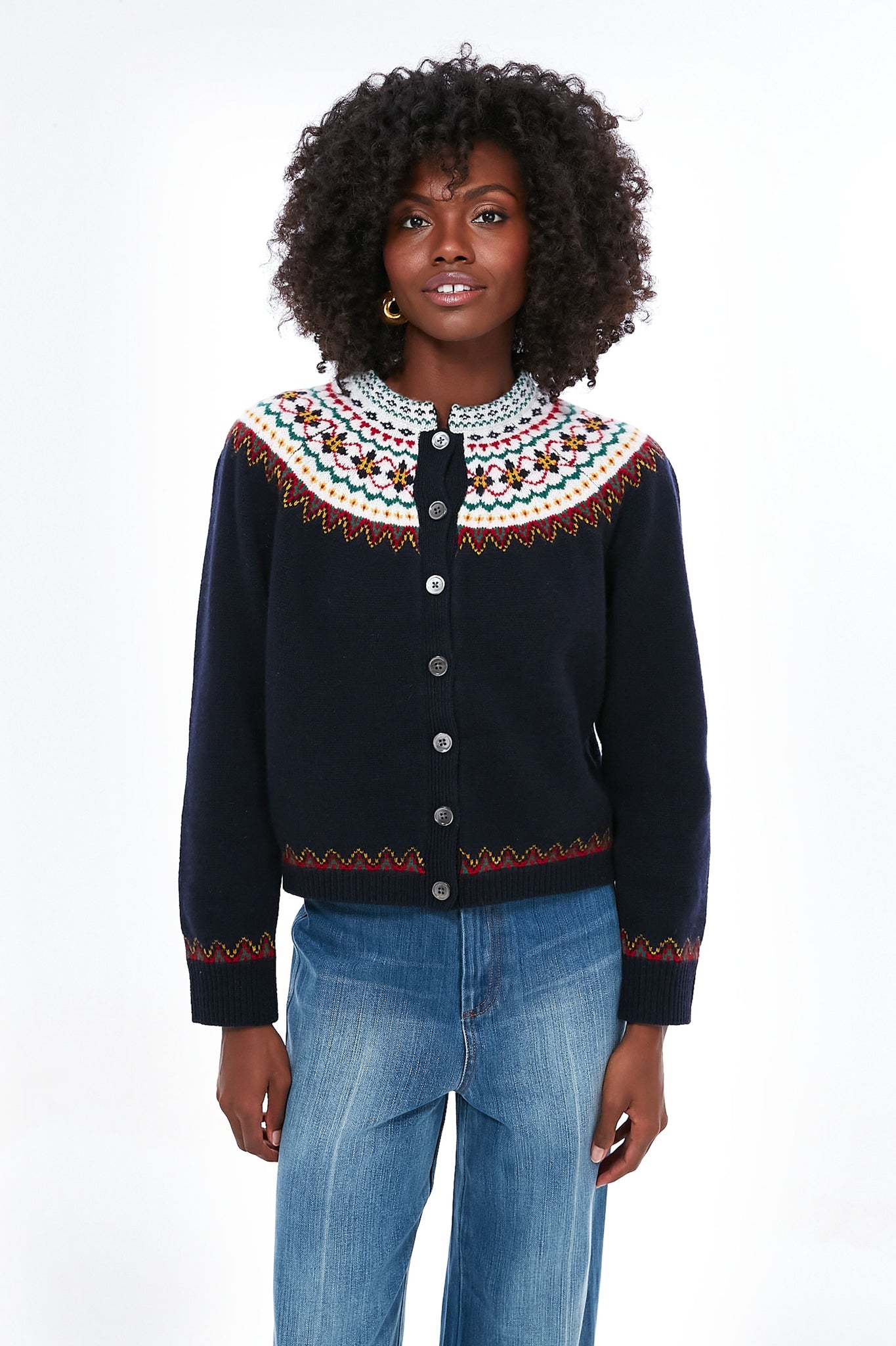 Navy Multi Hilde Fair Isle Cardigan | Alex Mill