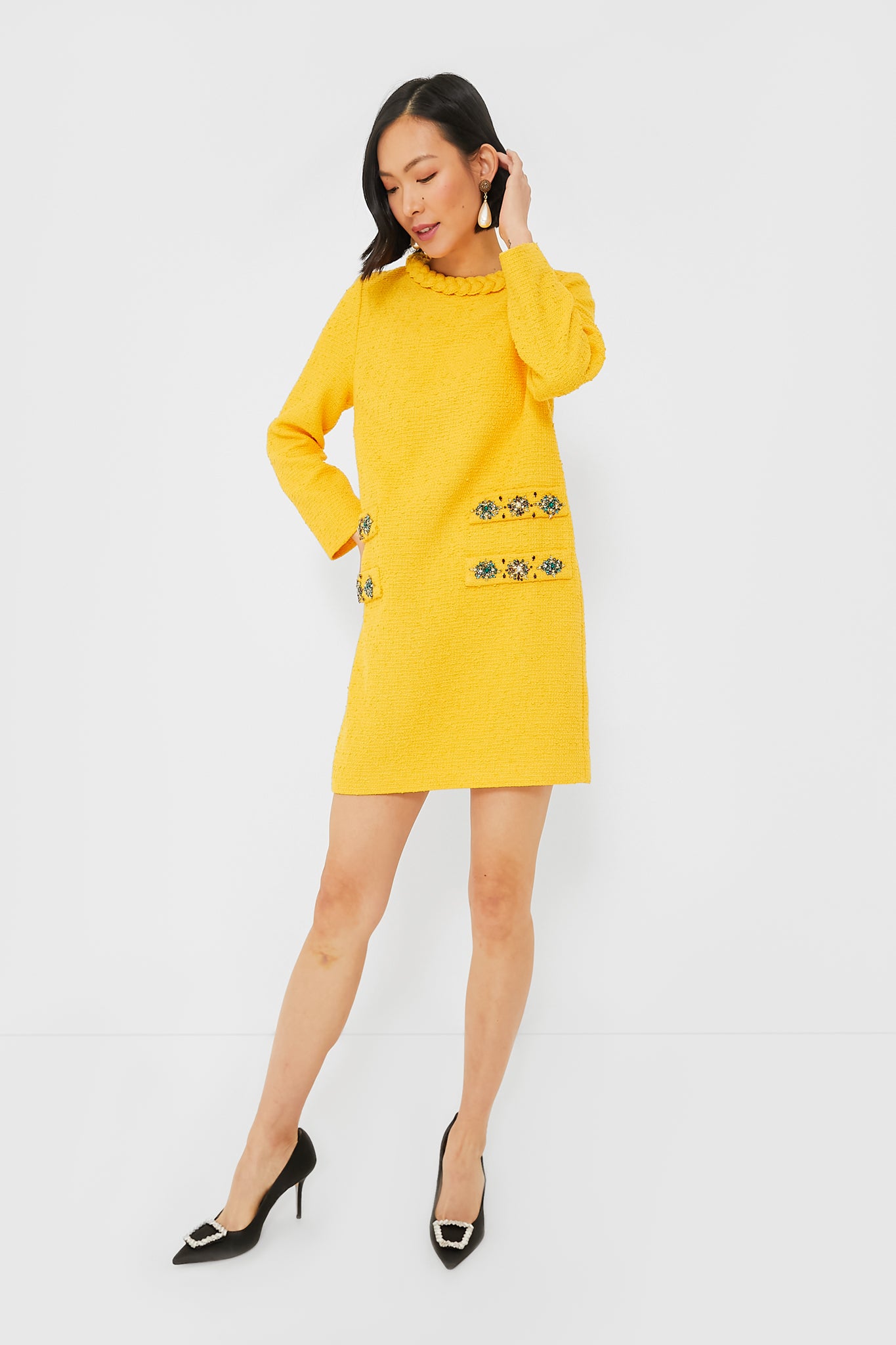 Marigold Tweed Long Sleeve Jackie Dress