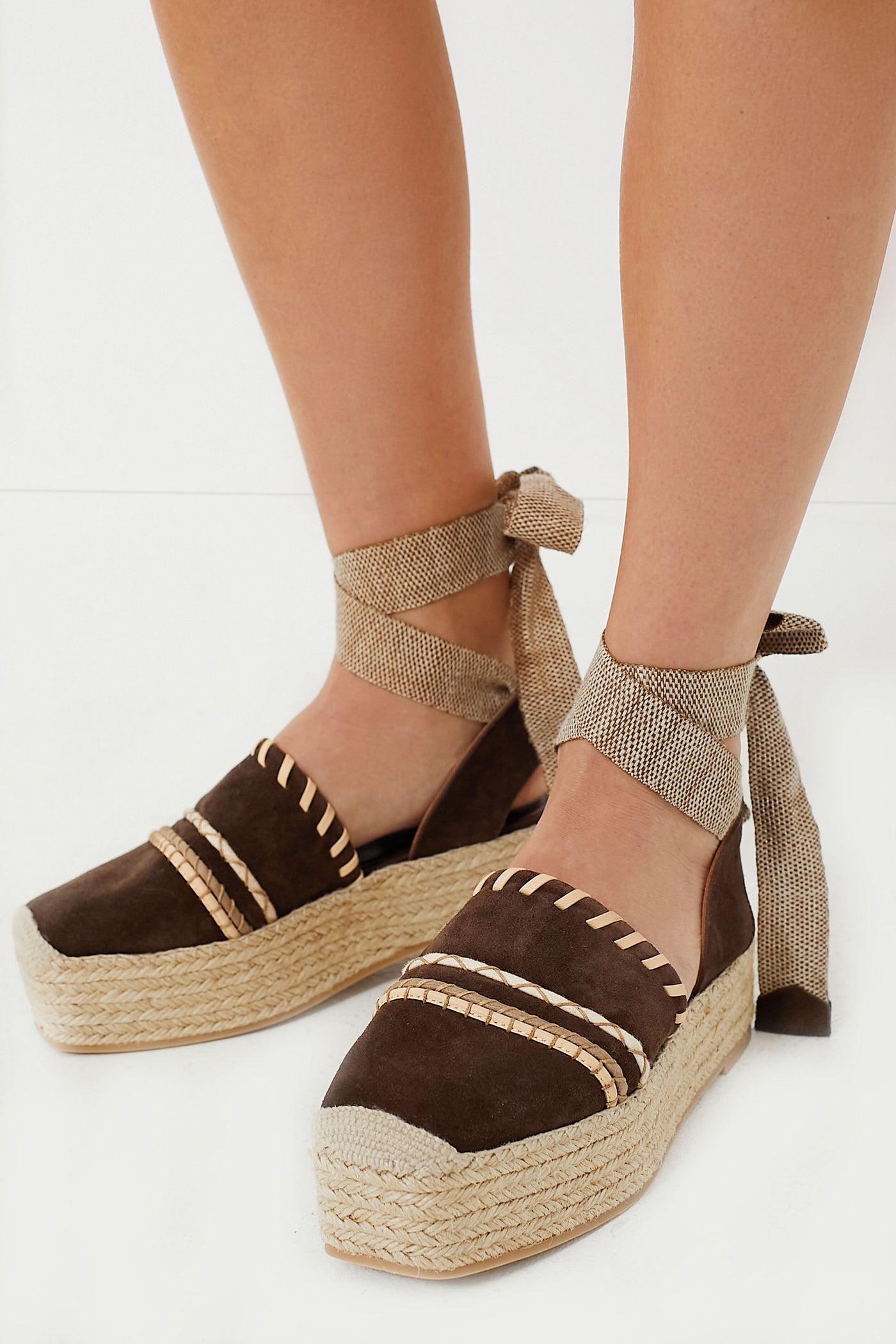 Dark Brown Stitch Detail Espadrilles
