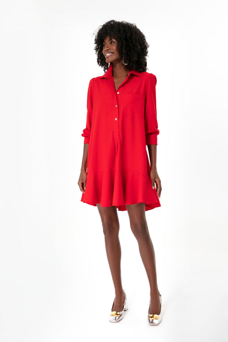 Red Crepe Callahan Shirt Dress Tuckernuck - Main Image