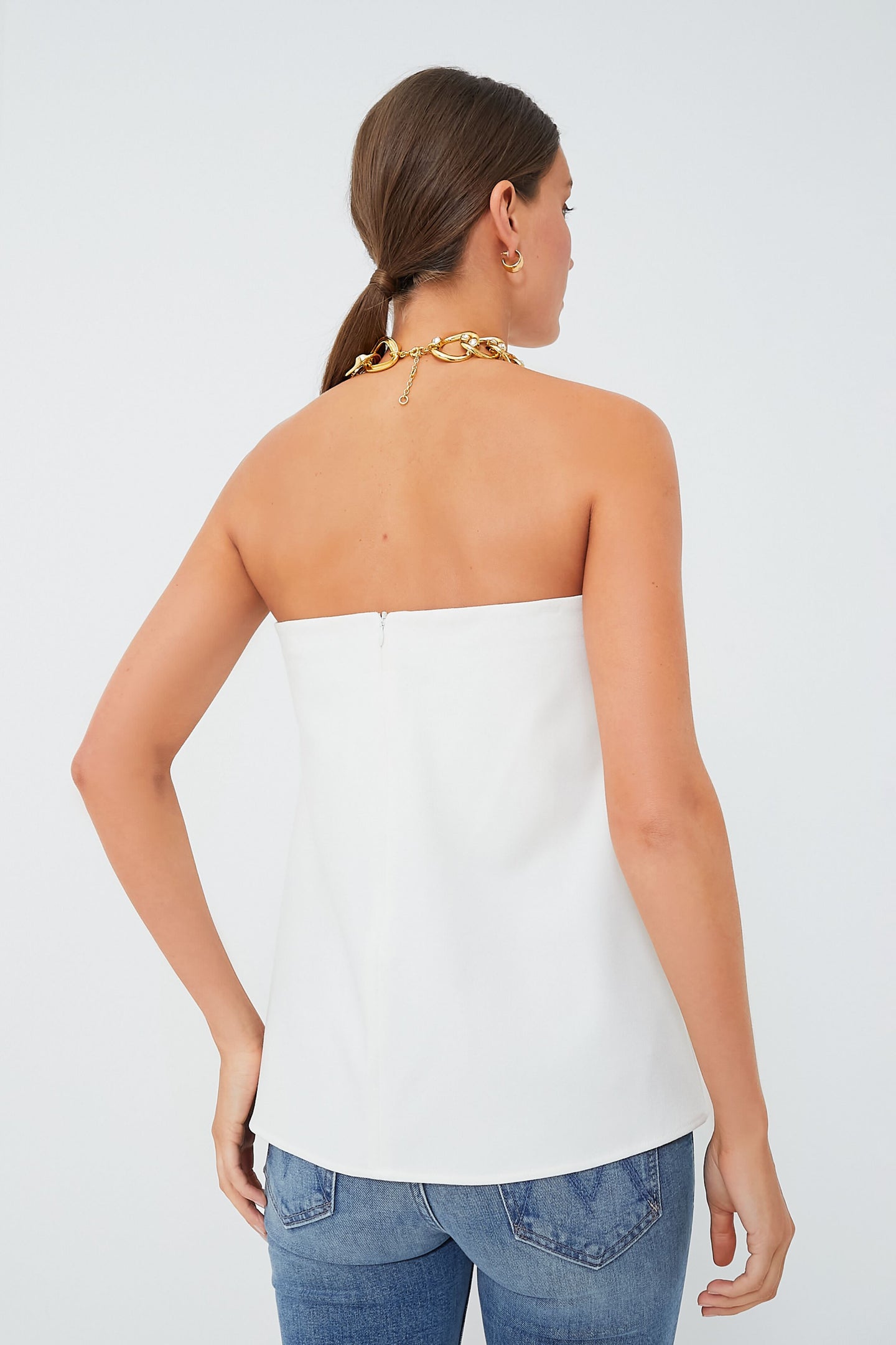 Strapless Ivory Crepe Marin Top