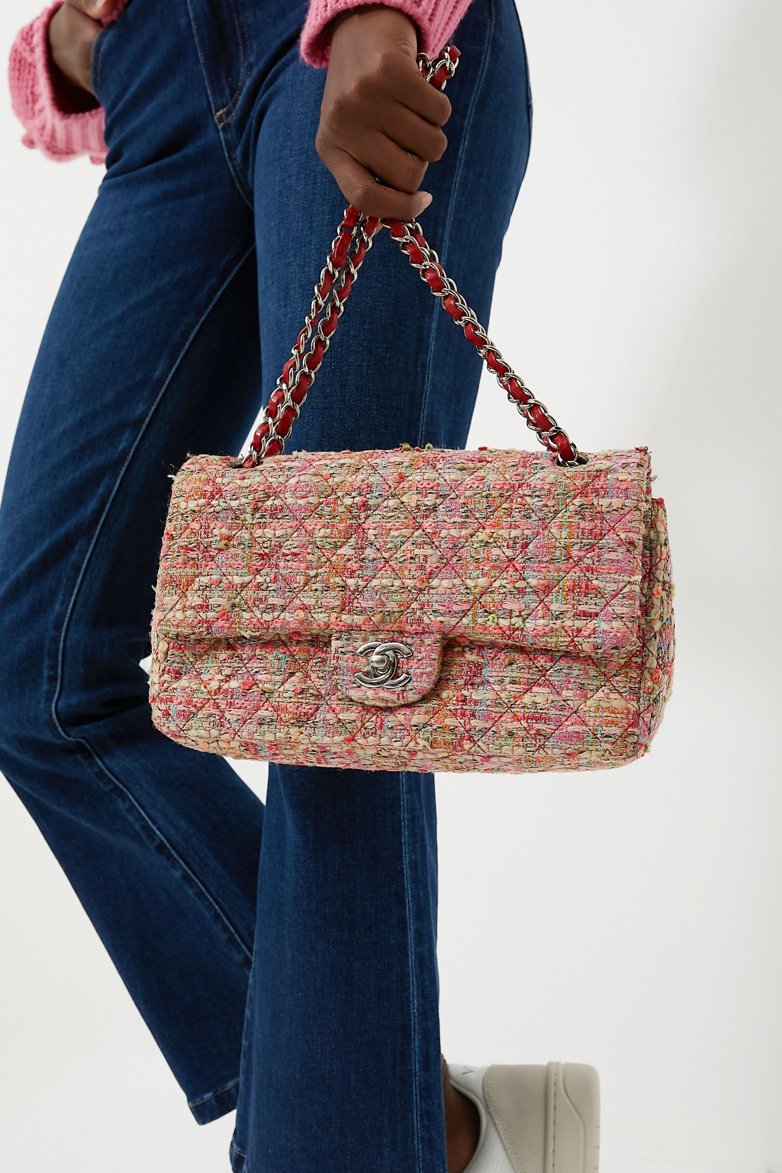 CHANEL Multicolor Tweed Medium Classic Bag
