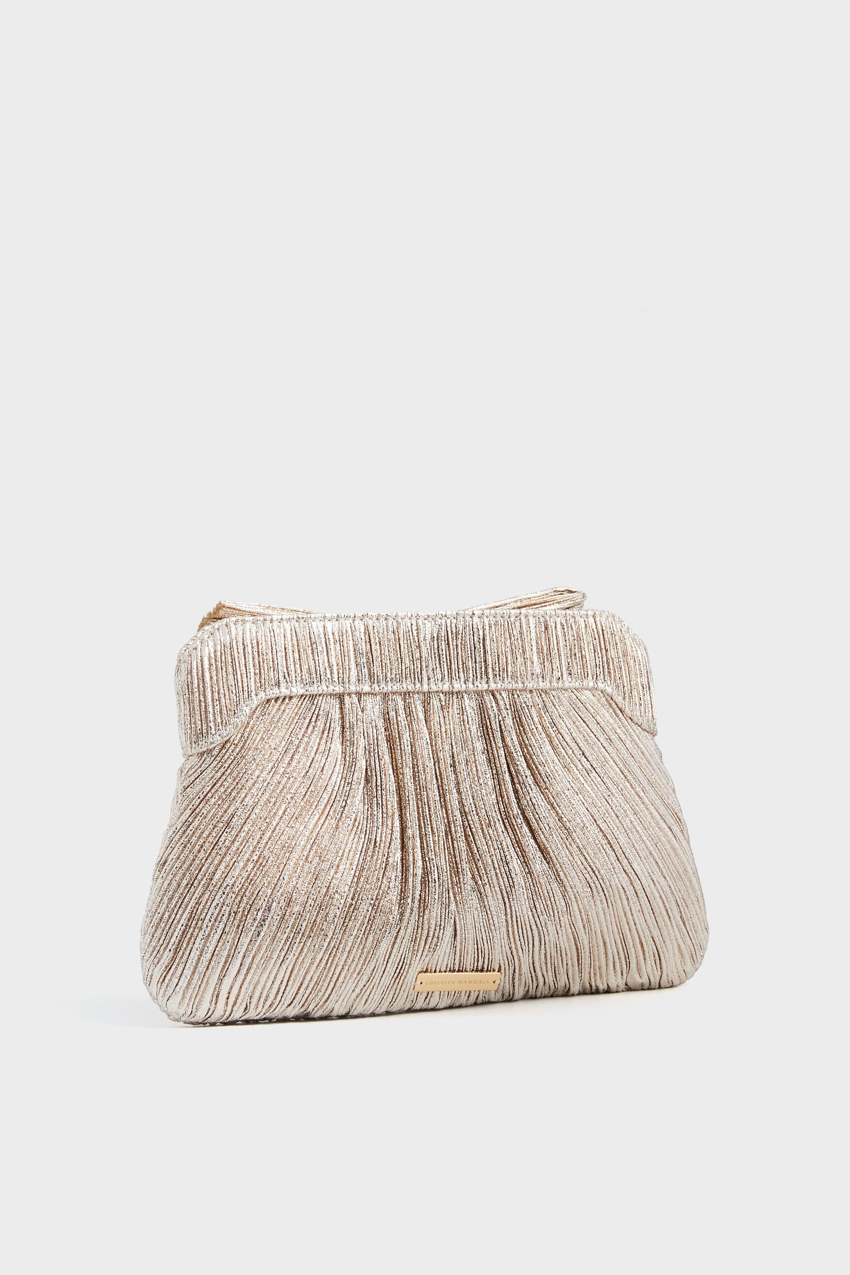 Champagne Shimmer Rayne Pleated Frame Clutch