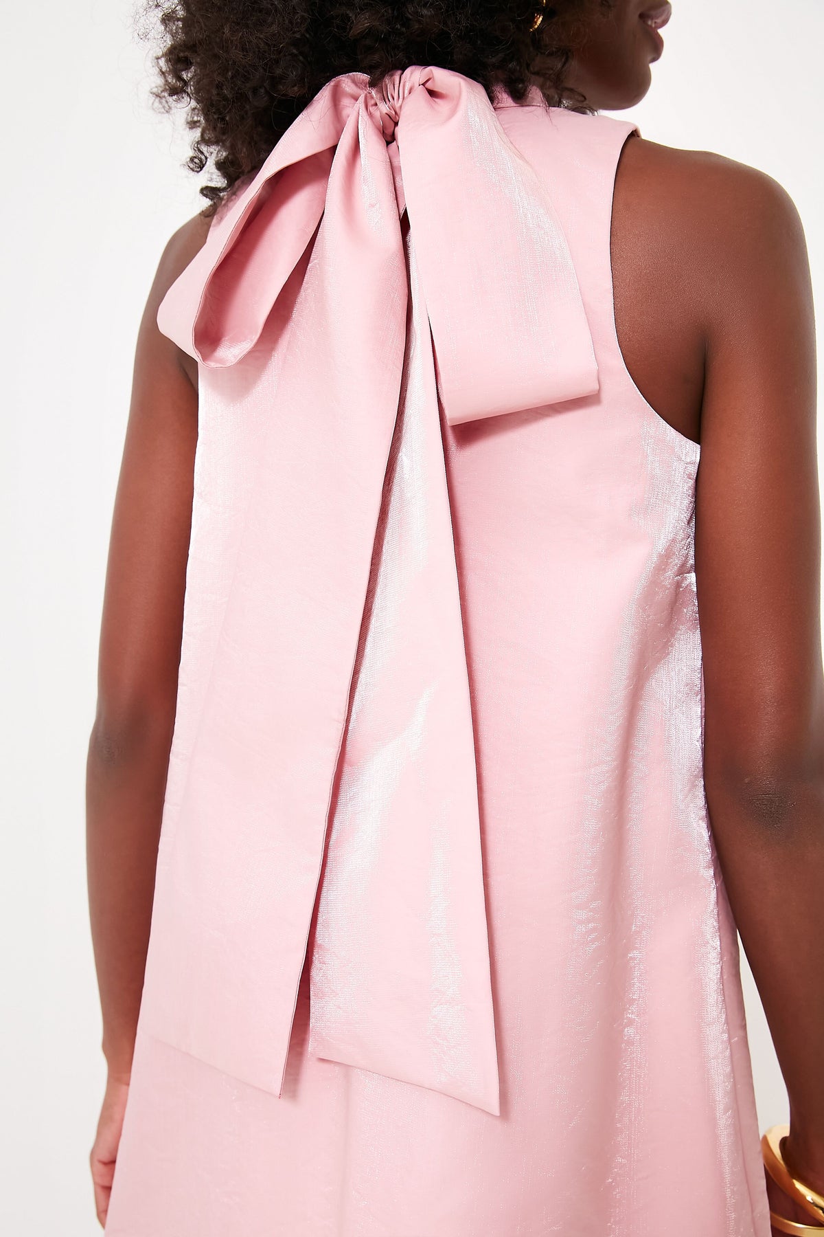 jacqueline pink bow mini dress Jacquard Open Back Bow Dress in Pink