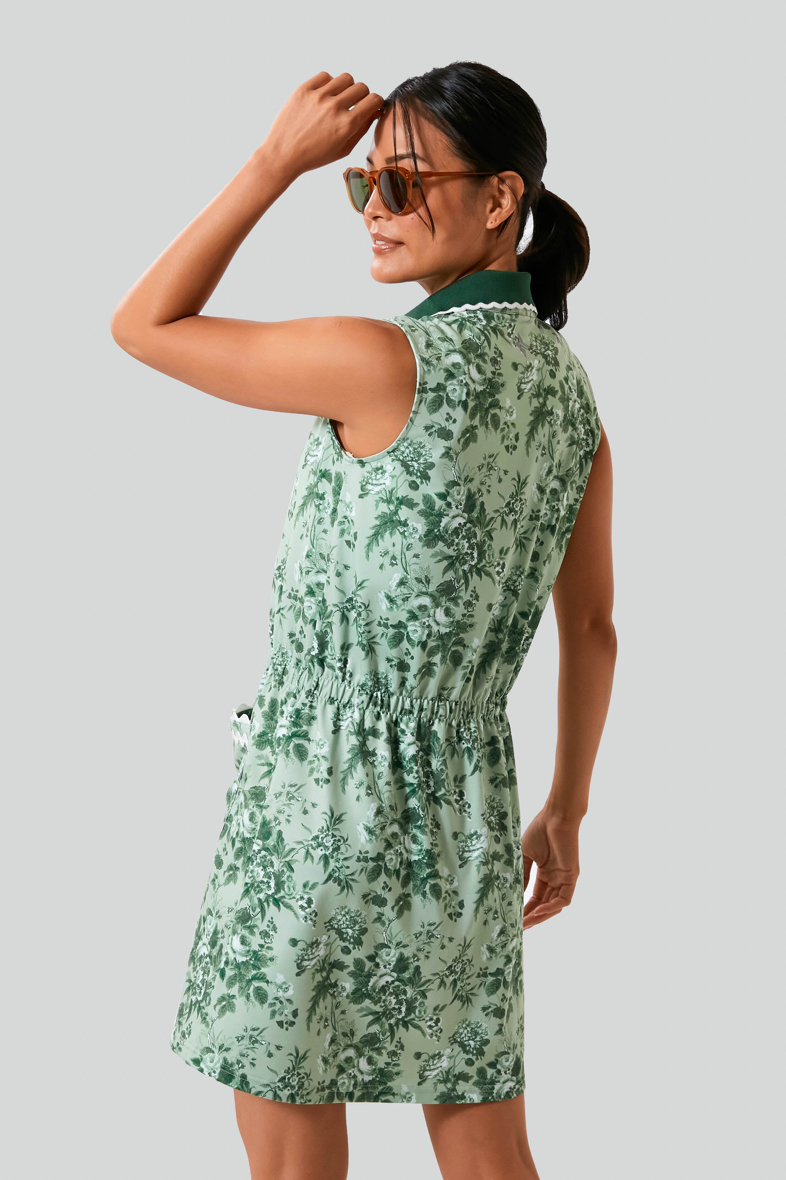 Green Bouquet Sleeveless Golf Dress