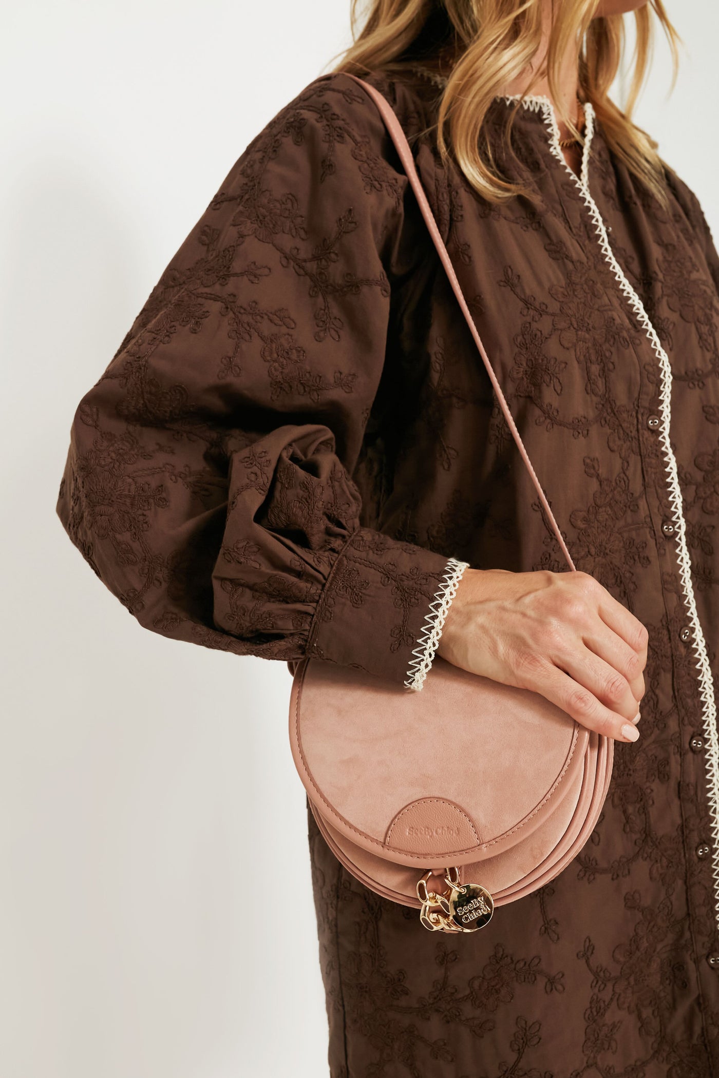 Coffee Pink Suede Mara Bag