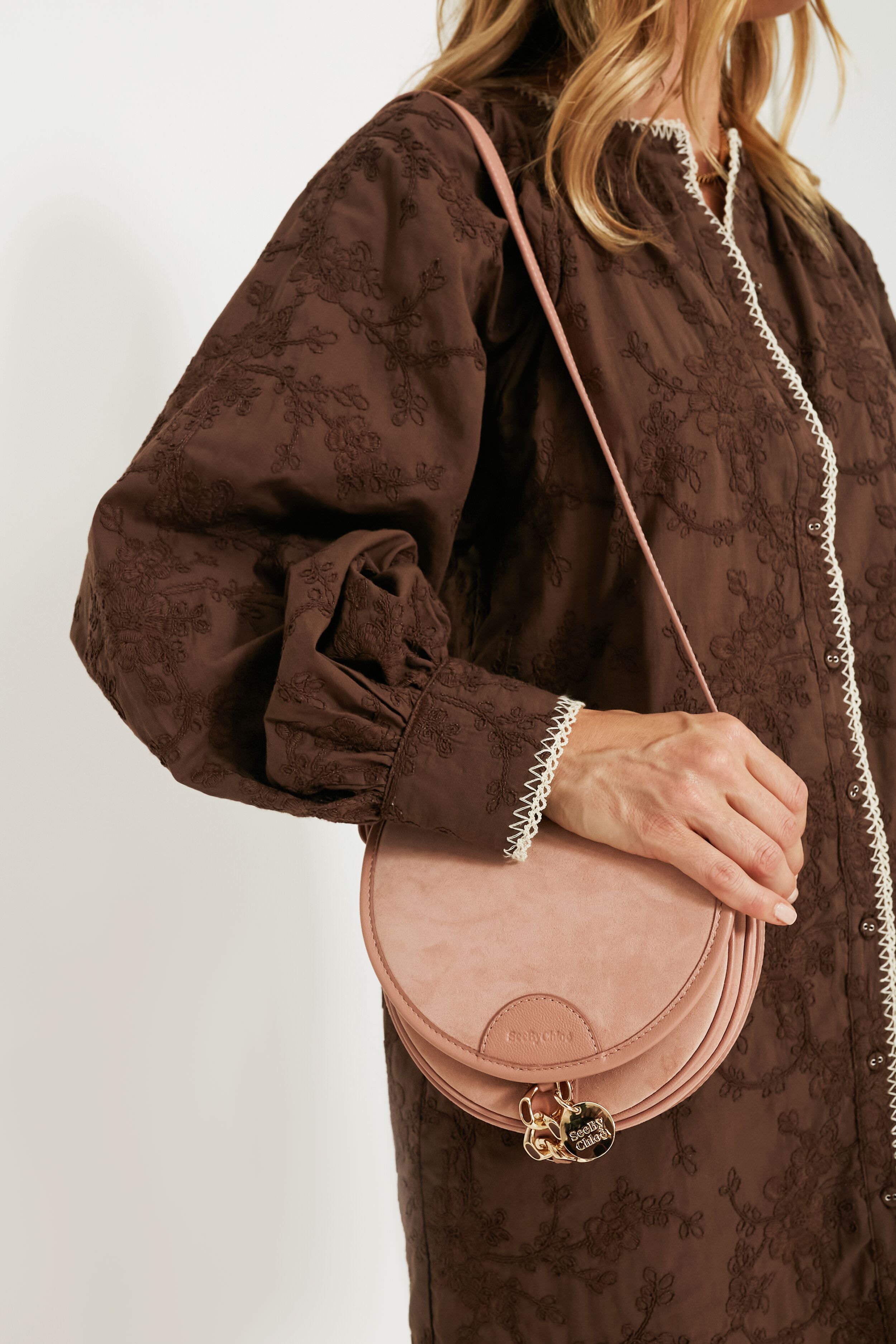 Coffee Pink Suede Mara Bag
