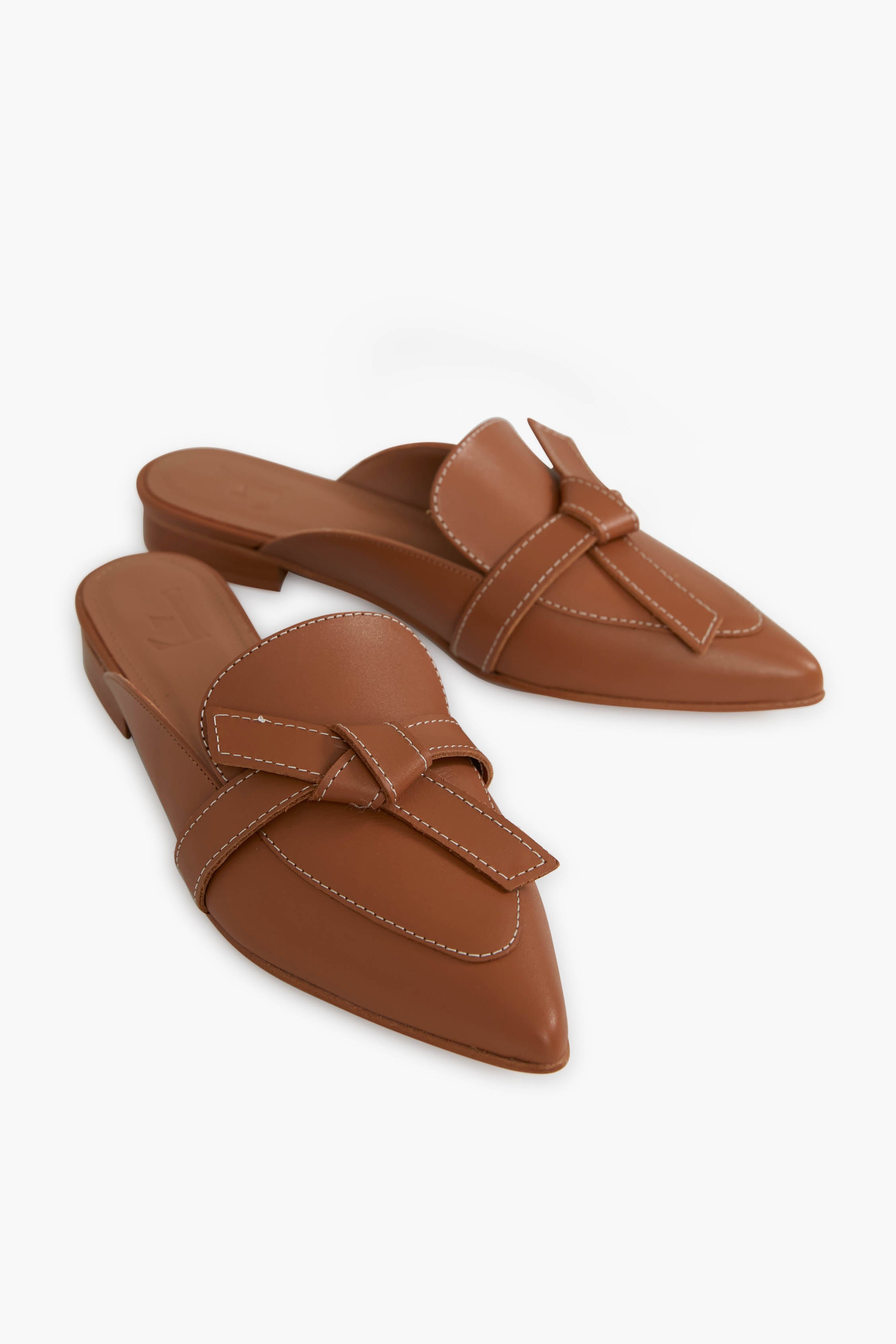 Cognac Leather Anina Slides