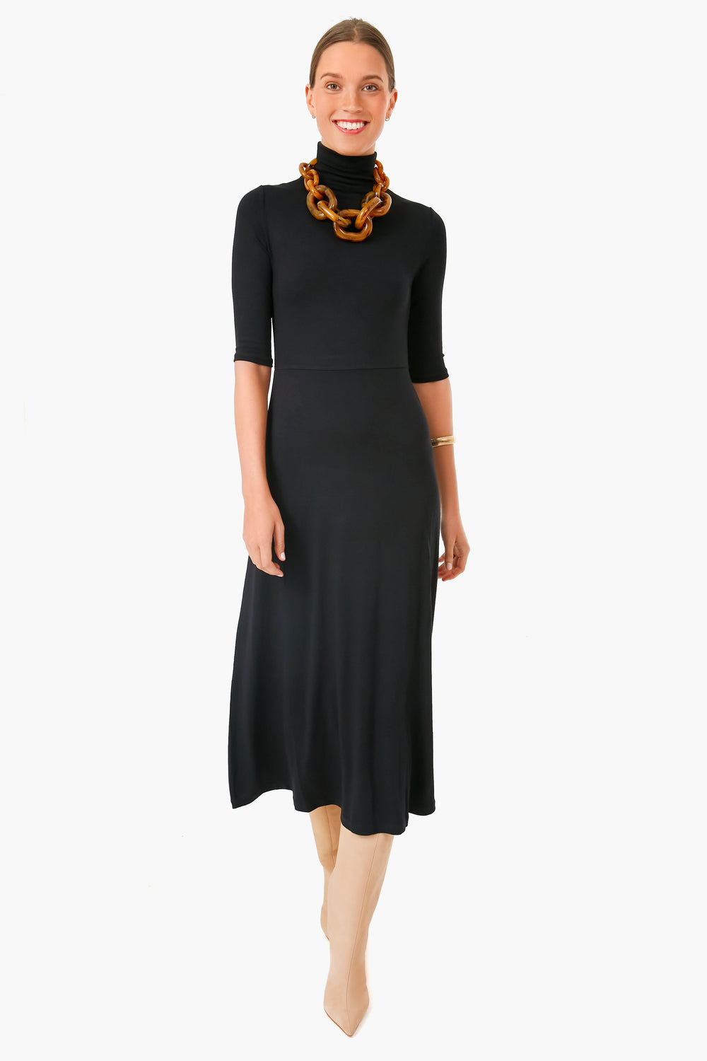 Black Elbow Sleeve Turtleneck Dress | Vince Black Elbow Sleeve Turtleneck Dress | Vince