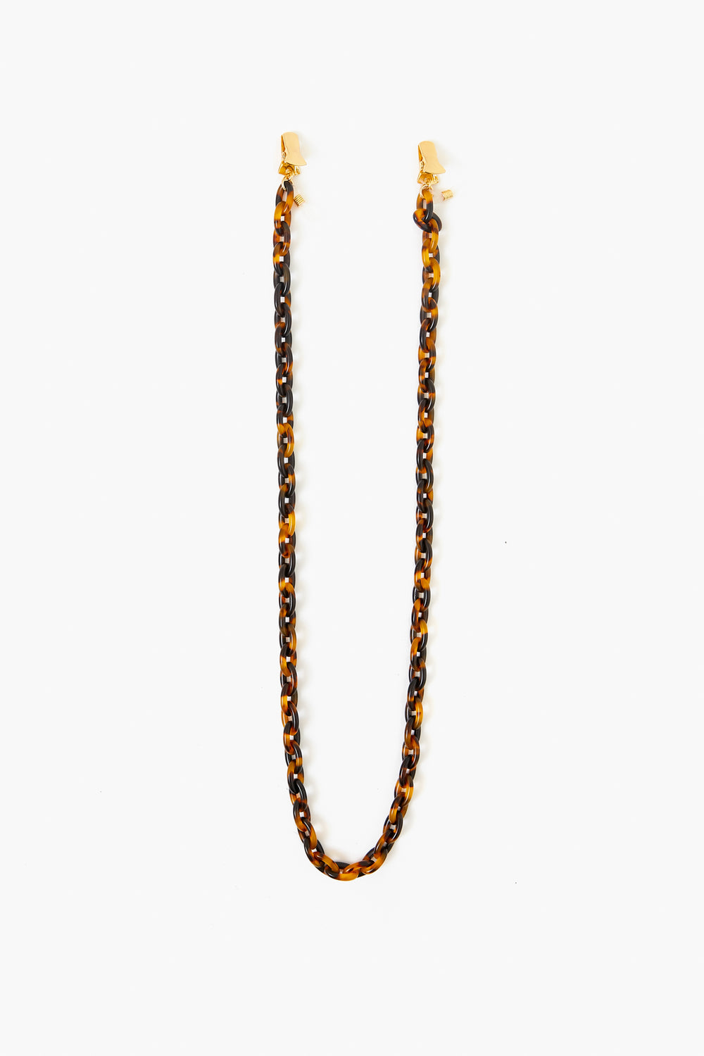The Tuckernuck Accessories tortoiseshell-patterned chain features gold clasps at each end—perfect as a stylish sunglass holder or mask chain.