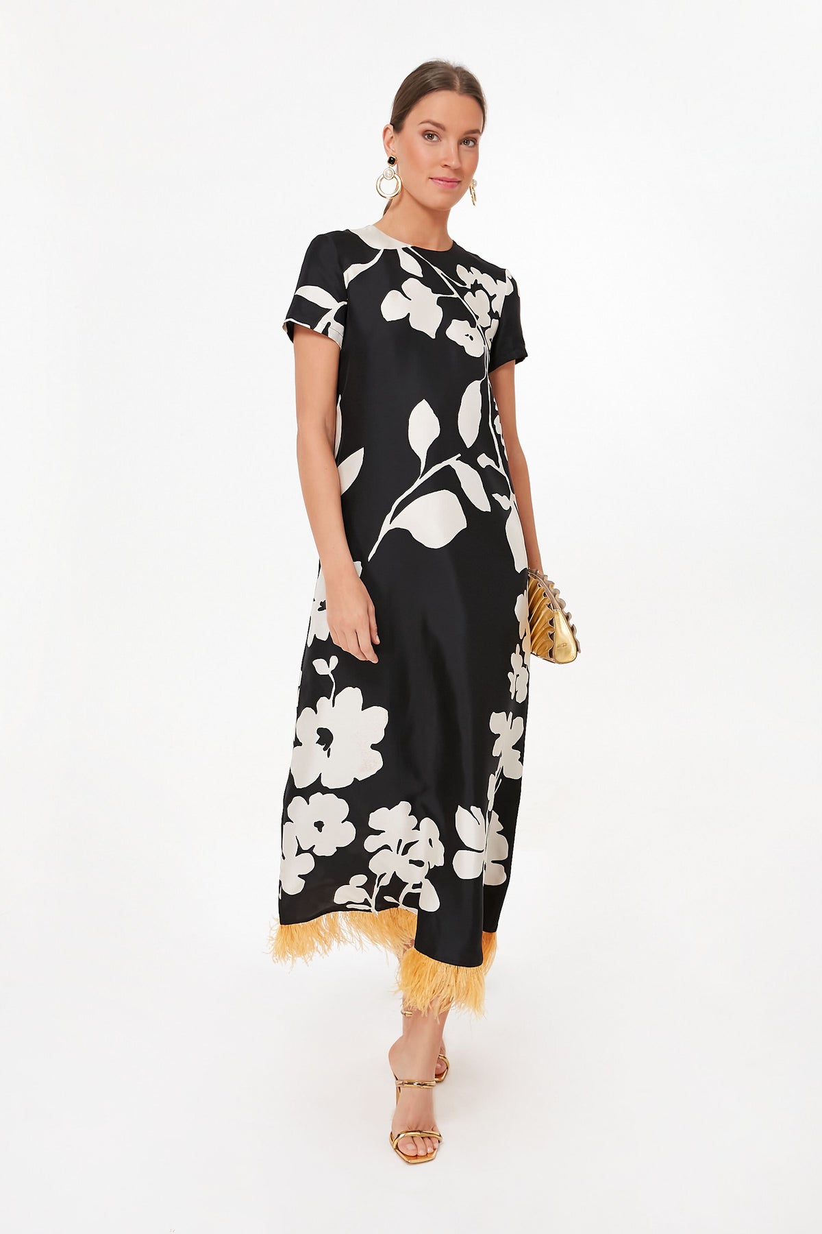 Winter Jasmine Swing Dress with Feathers