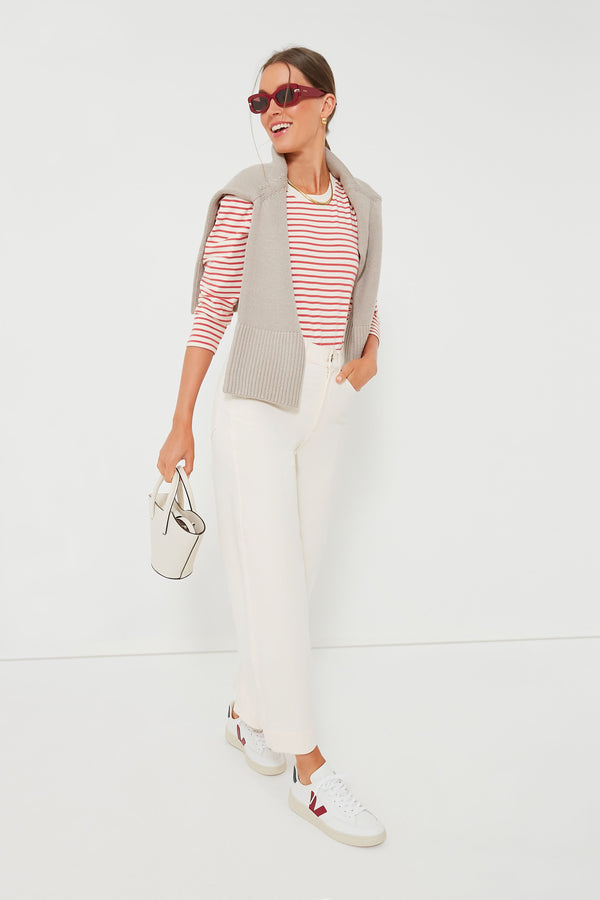 Red Striped Vesty Long Sleeve Crewneck | Pomander Place