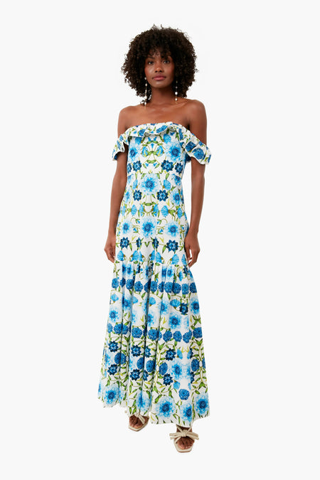 Summer Garden Blue Farrah Cotton Dress