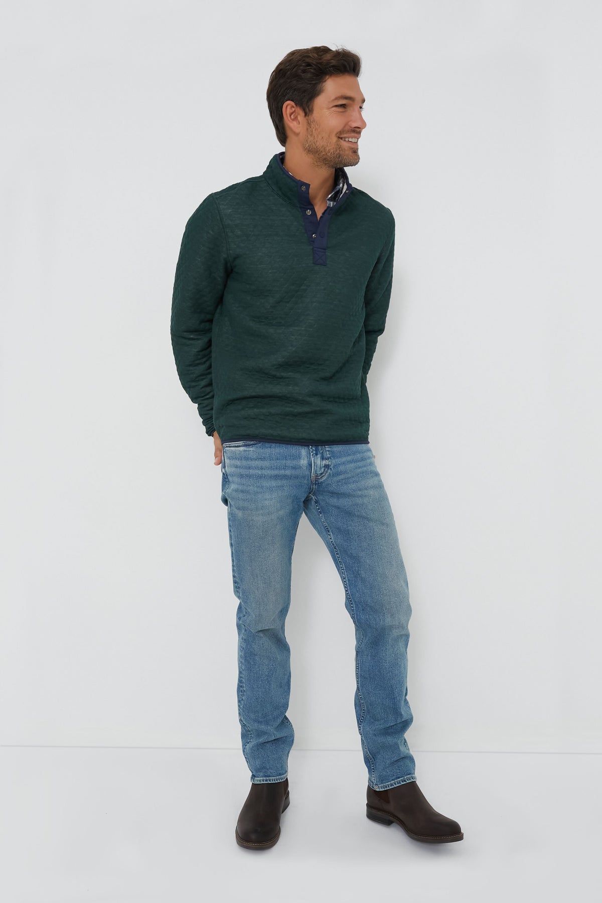 Green Oat Heather Corbet Reversible Pullover