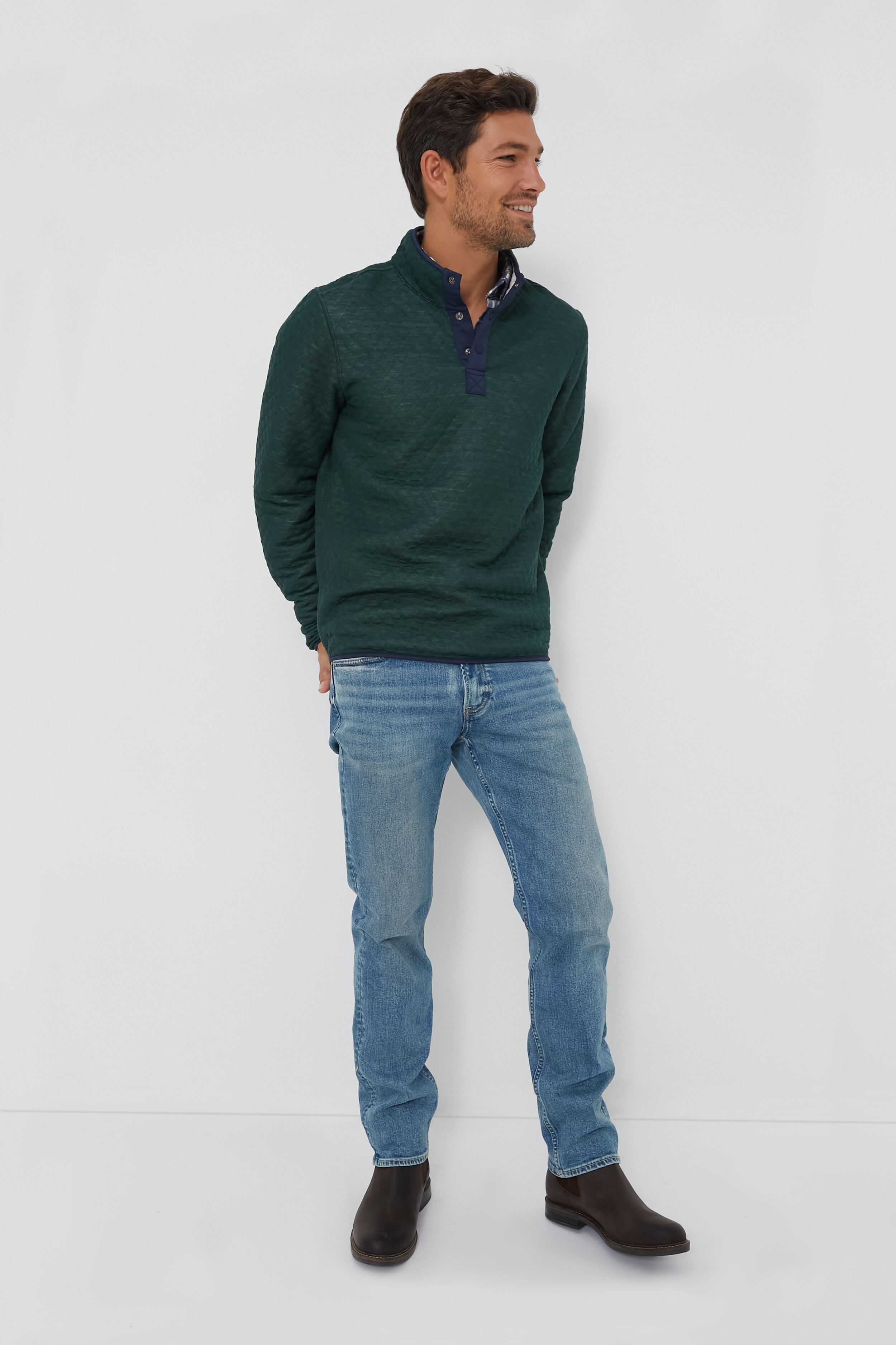 Green Oat Heather Corbet Reversible Pullover