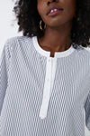 White and Navy Pinstripes Zoe Popover Tunic