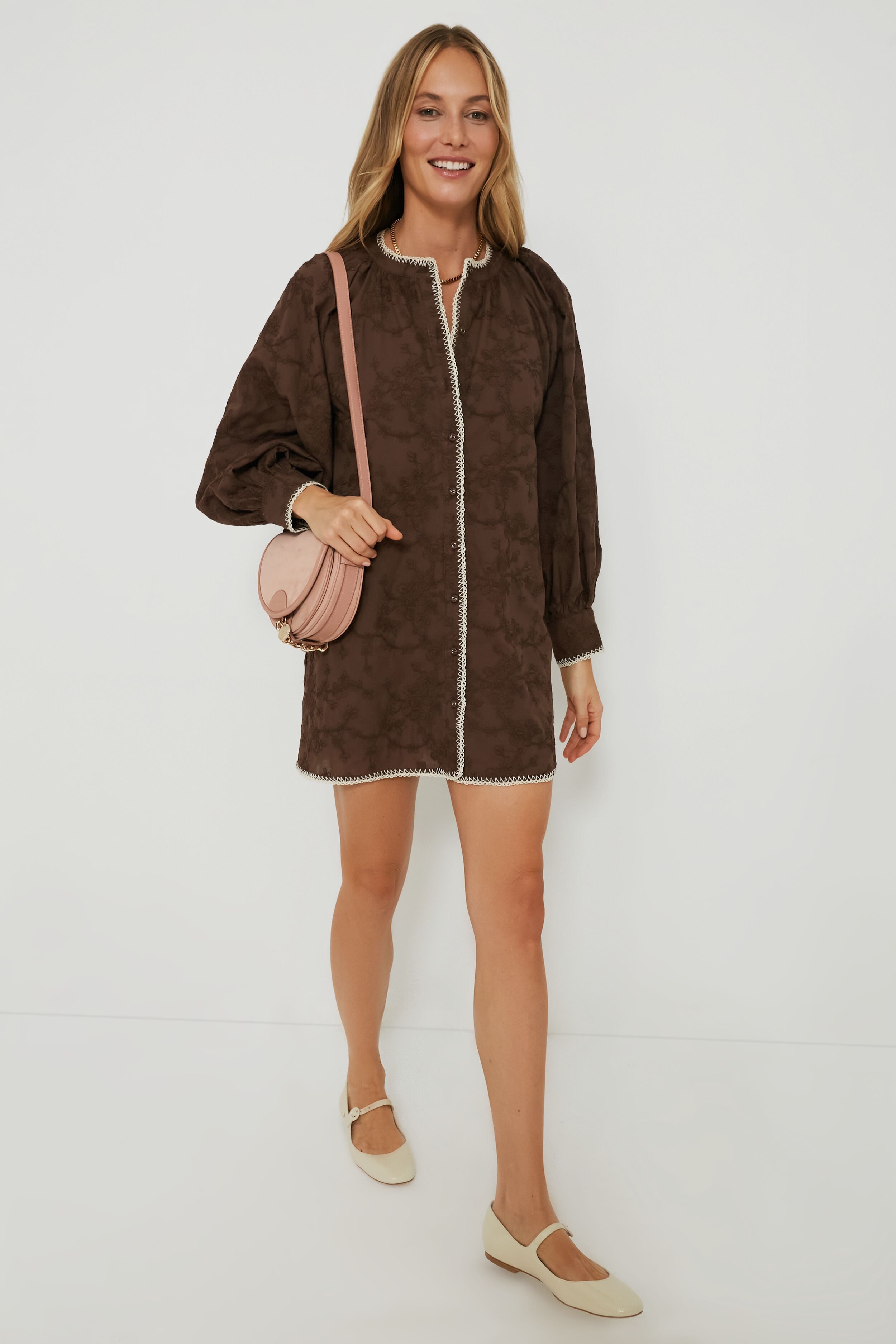 Brown Textured Trisha Shirt Dress | Hyacinth House