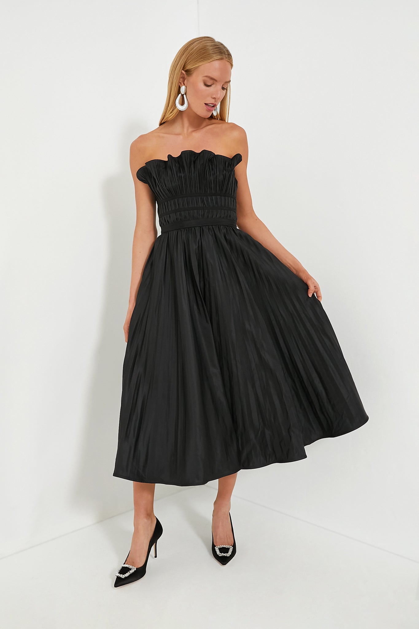 Black Pleated Maxi Dress