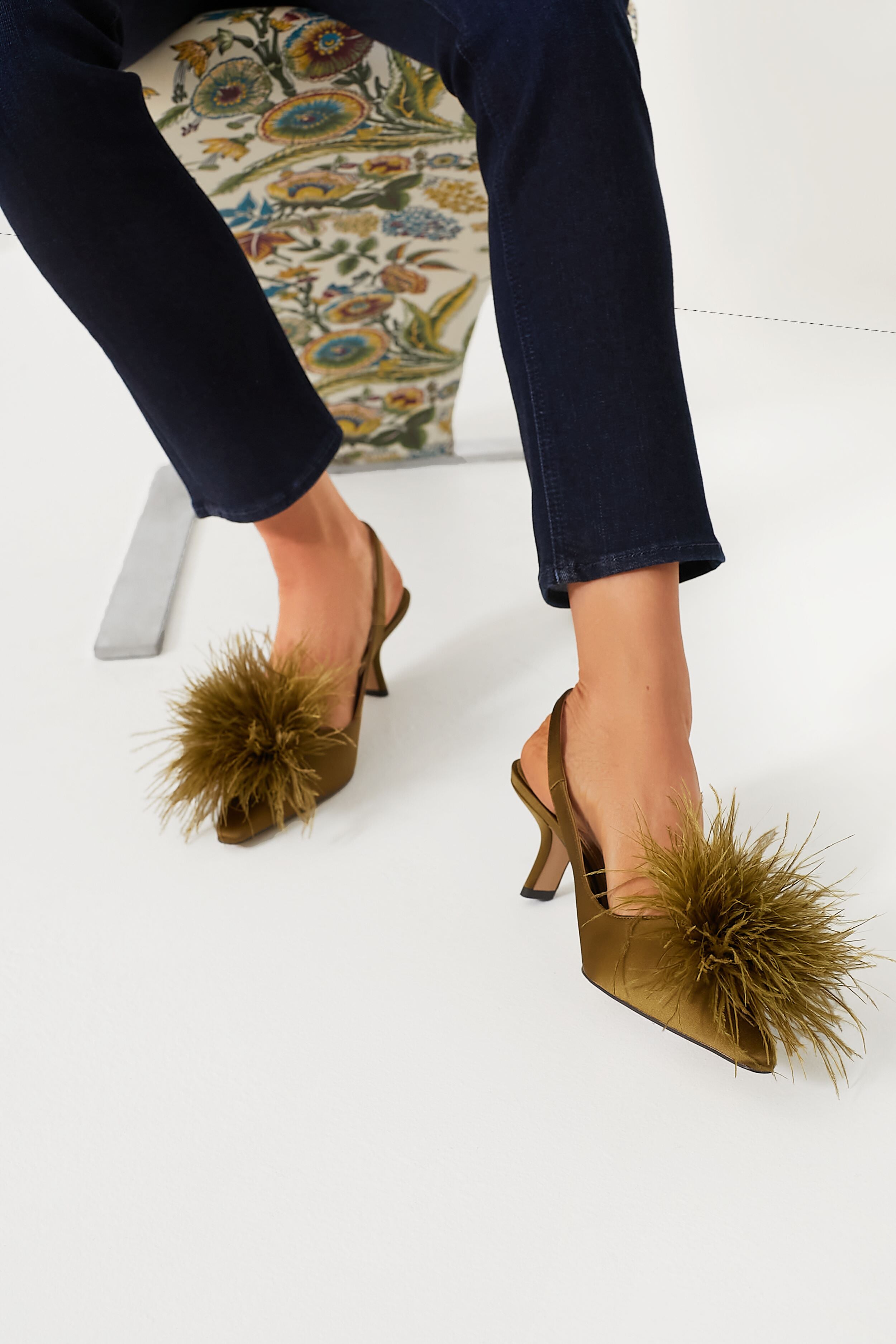 Olive Bianka Feather Heels