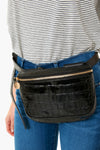 Black Croco Fanny Pack