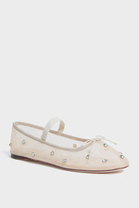 Cream Mesh with Clear Rhinestones Leonie Flats