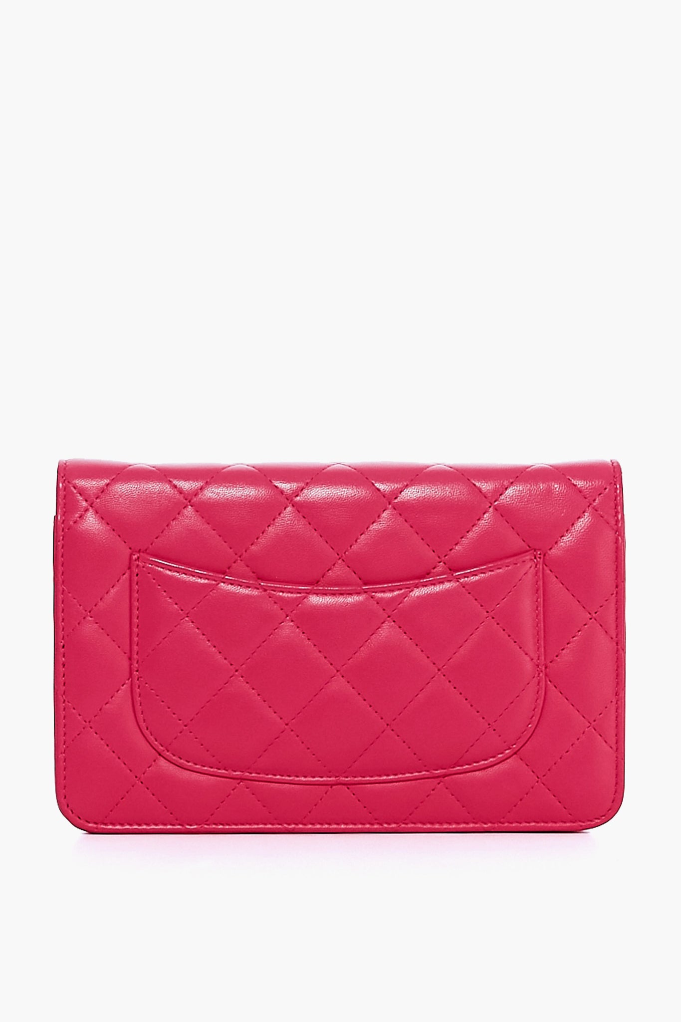CHANEL Pink Lambskin Wallet on Chain