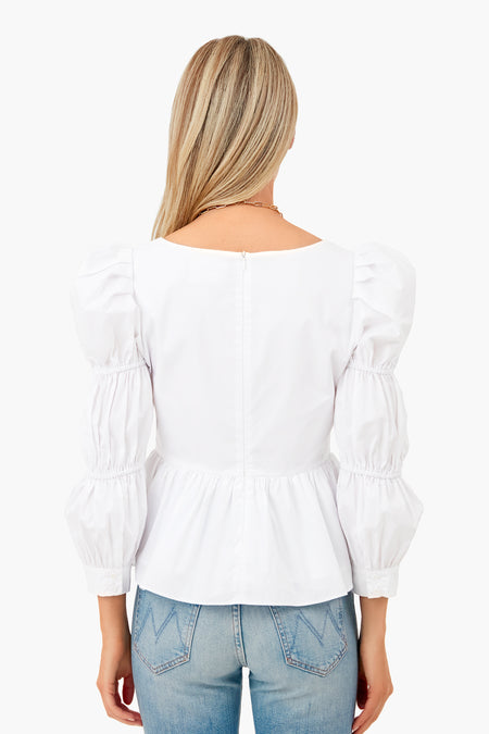 White Clemons Long Sleeve Puff Blouse