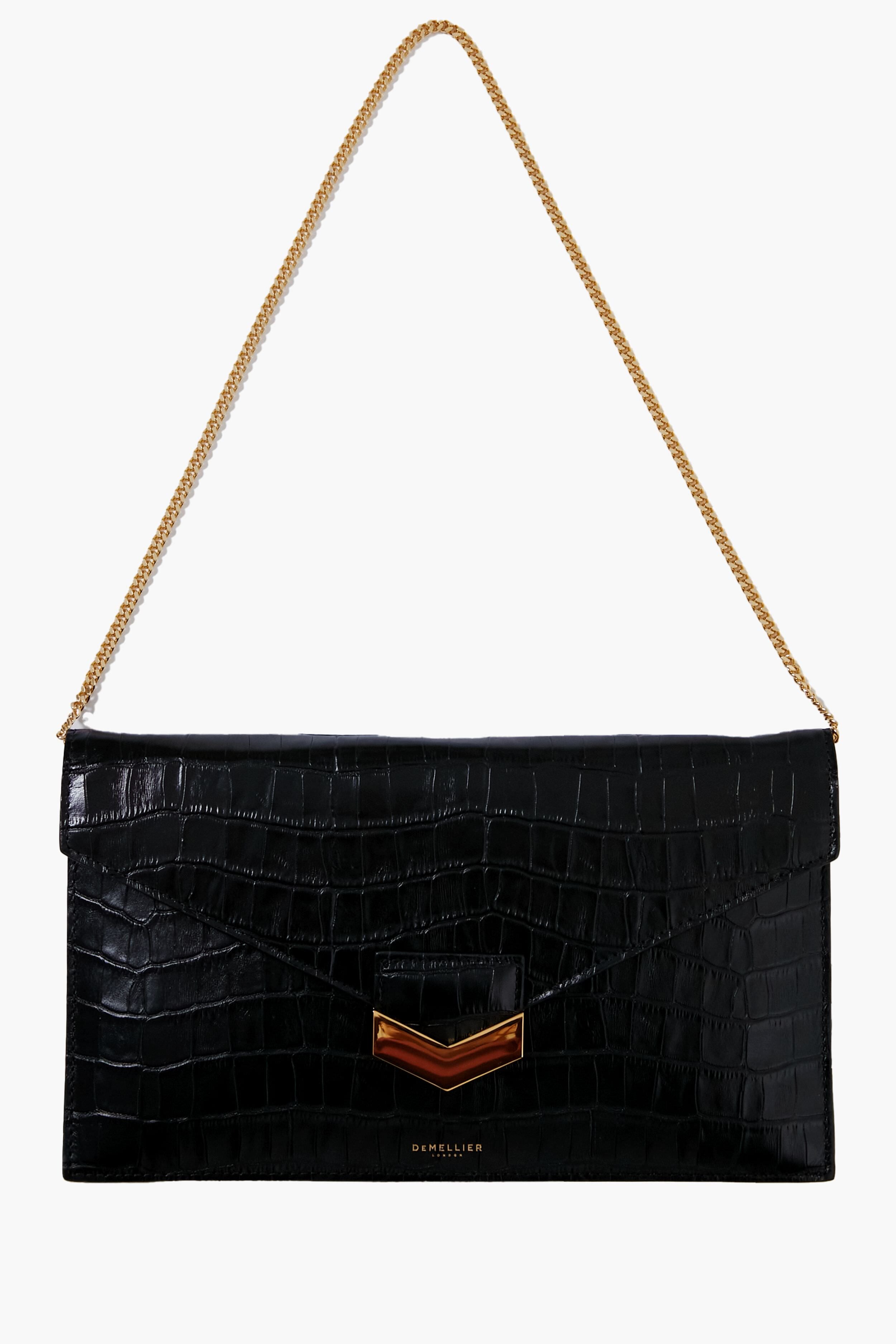 Black Croc London Clutch