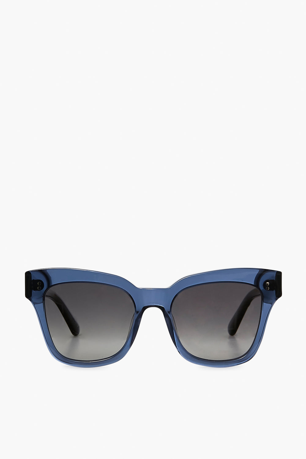 Chimi blue rectangular sunglasses with black temples and gradient dark lenses, crafted from acetate for stylish UV protection.