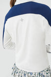 White and Navy Carver Quarter Zip Tee